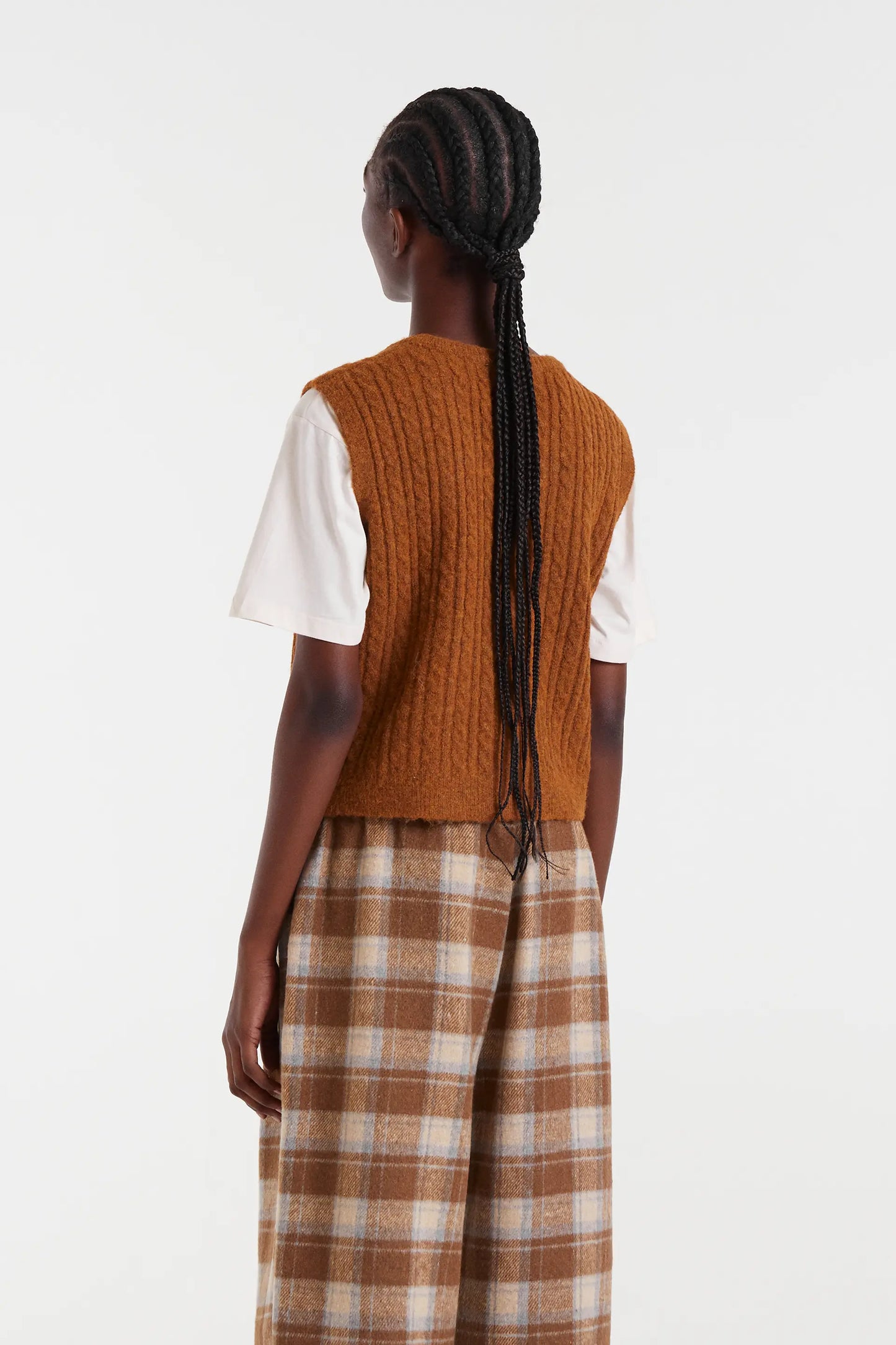 Gilet lavorato a maglia marrone