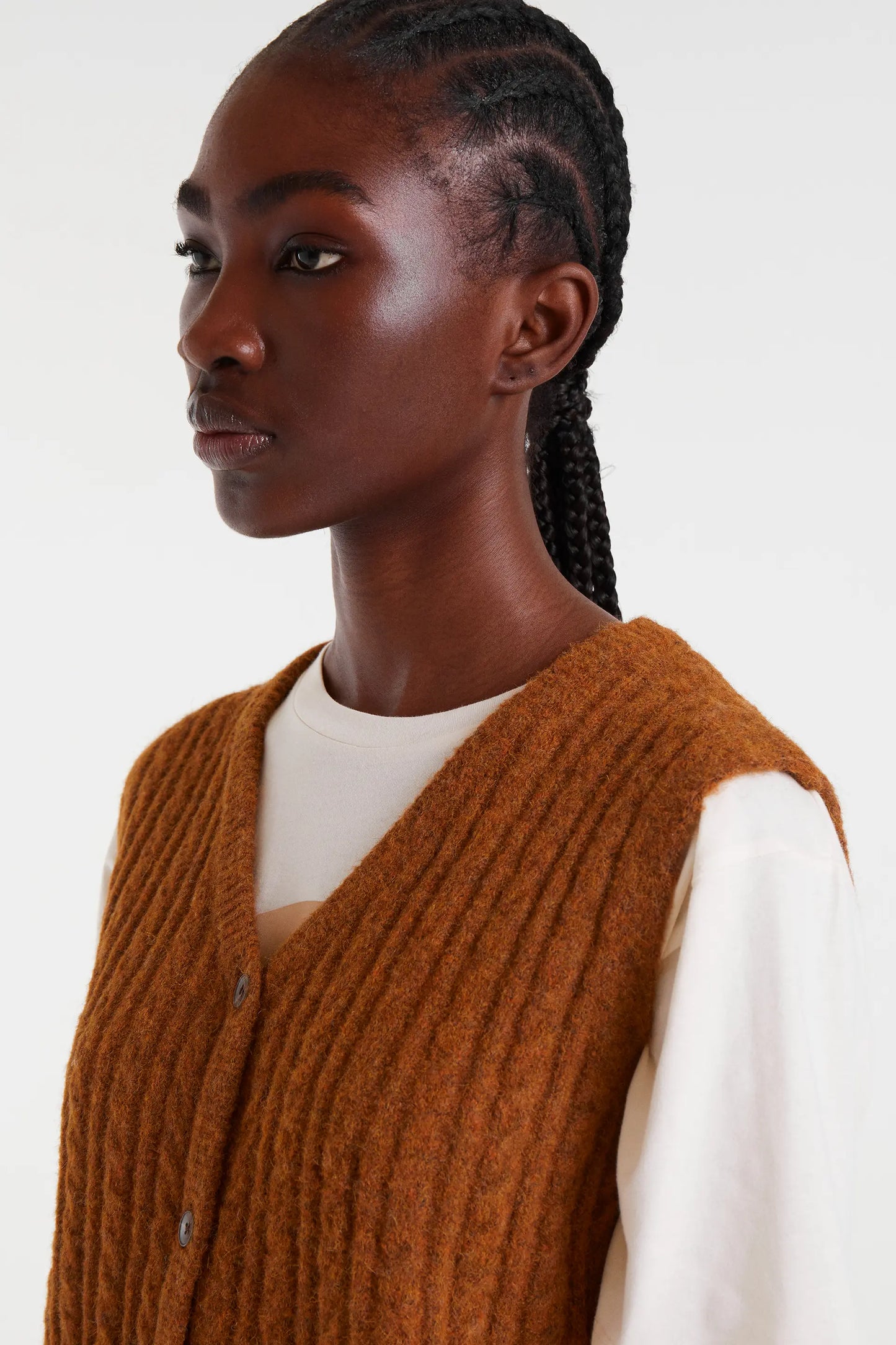 Gilet lavorato a maglia marrone