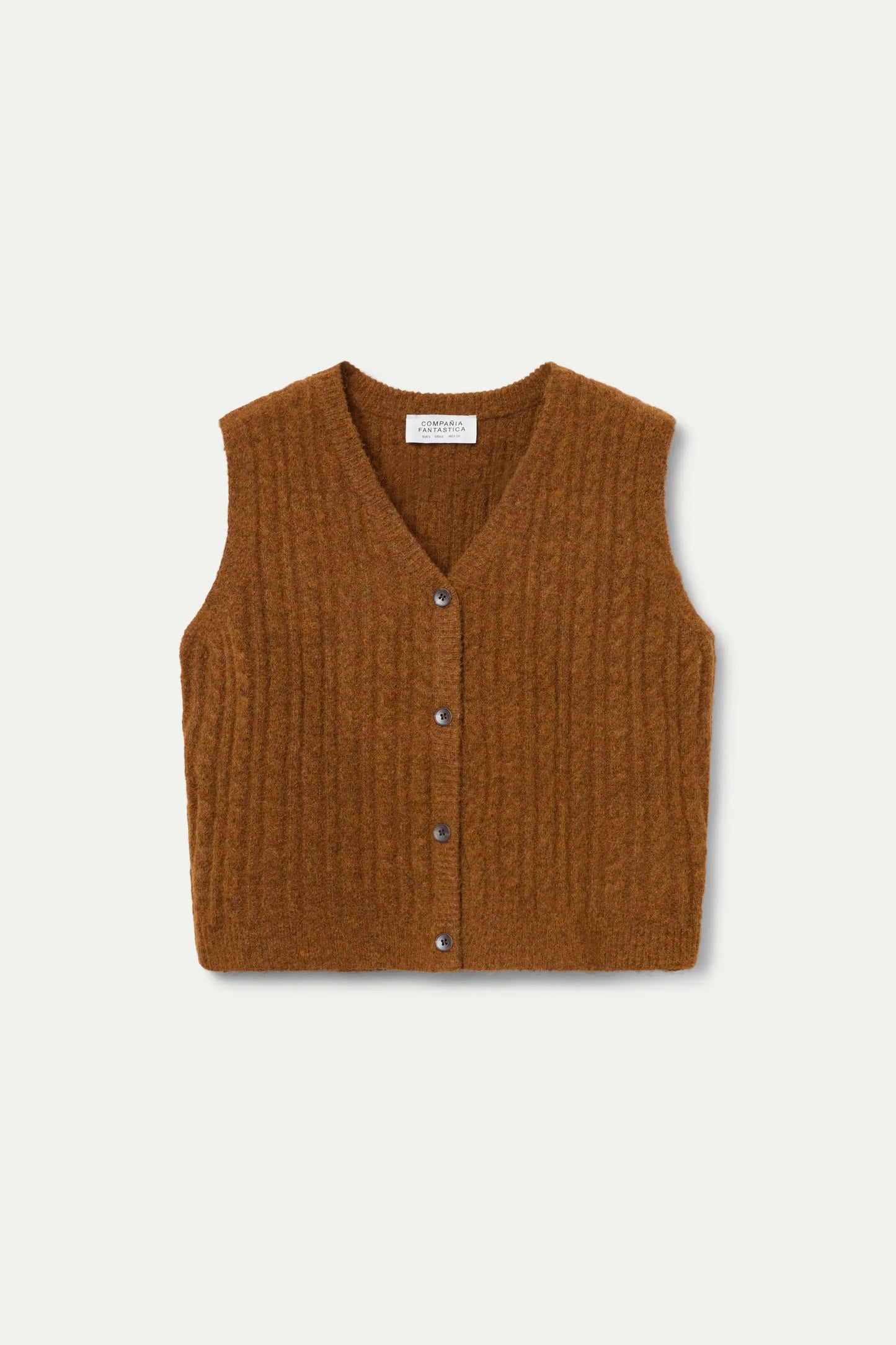 Gilet lavorato a maglia marrone