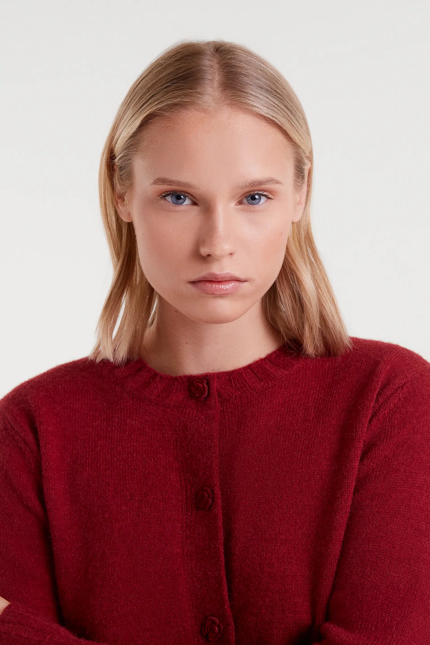 Cárdigan de punto rojo