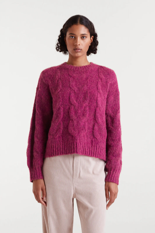 Jersey de punto encadenado fucsia