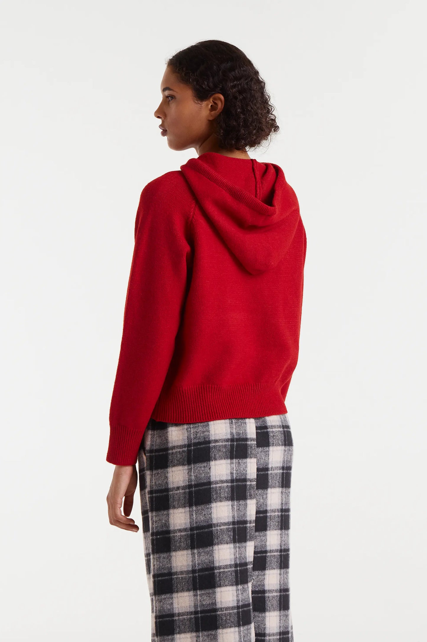Red fine knit sweatshirt sweater