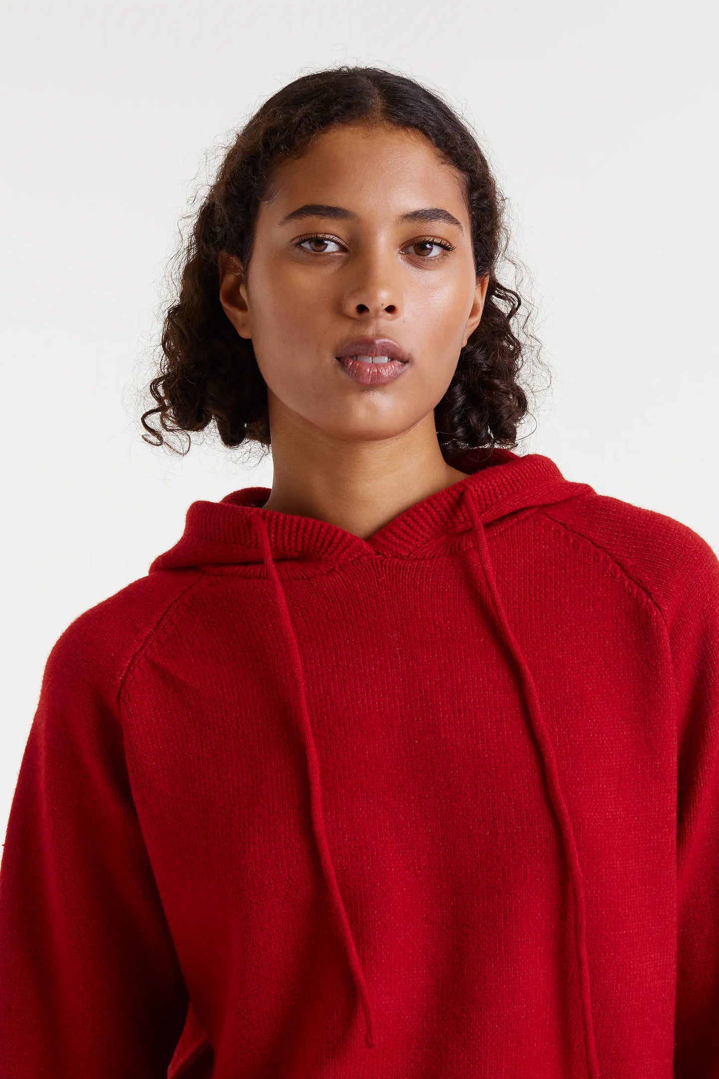 Red fine knit sweatshirt sweater