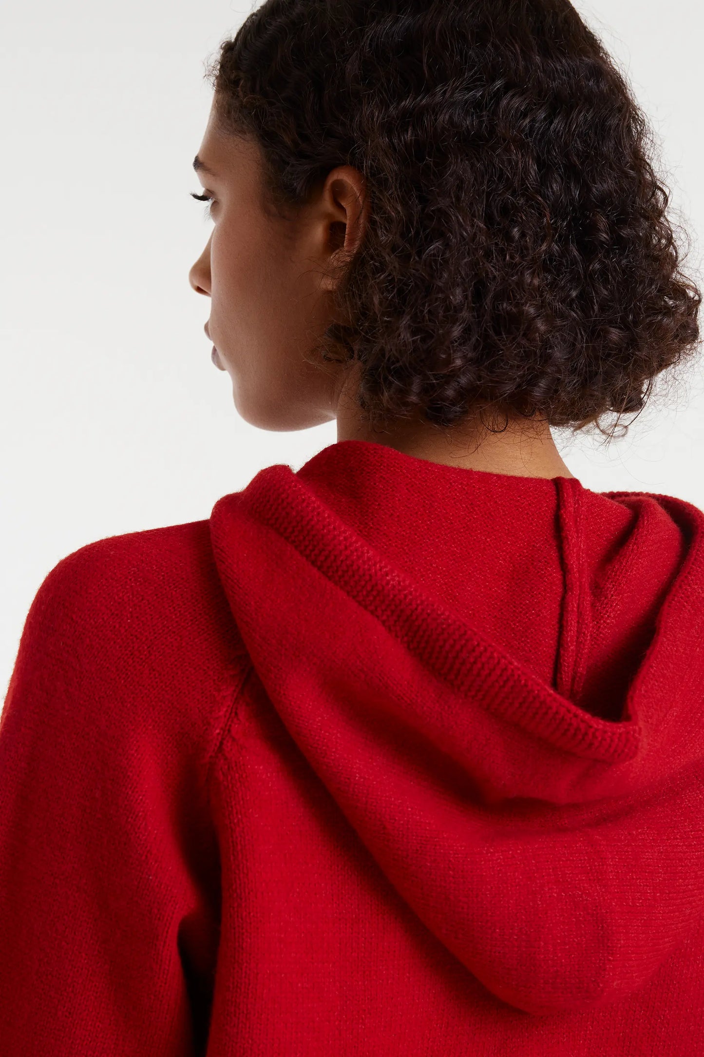 Red fine knit sweatshirt sweater