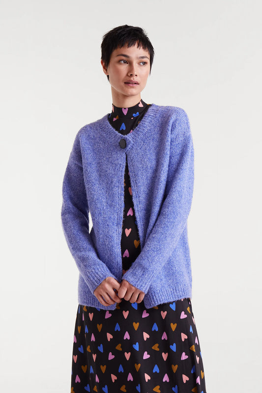 Cárdigan de punto fino morado