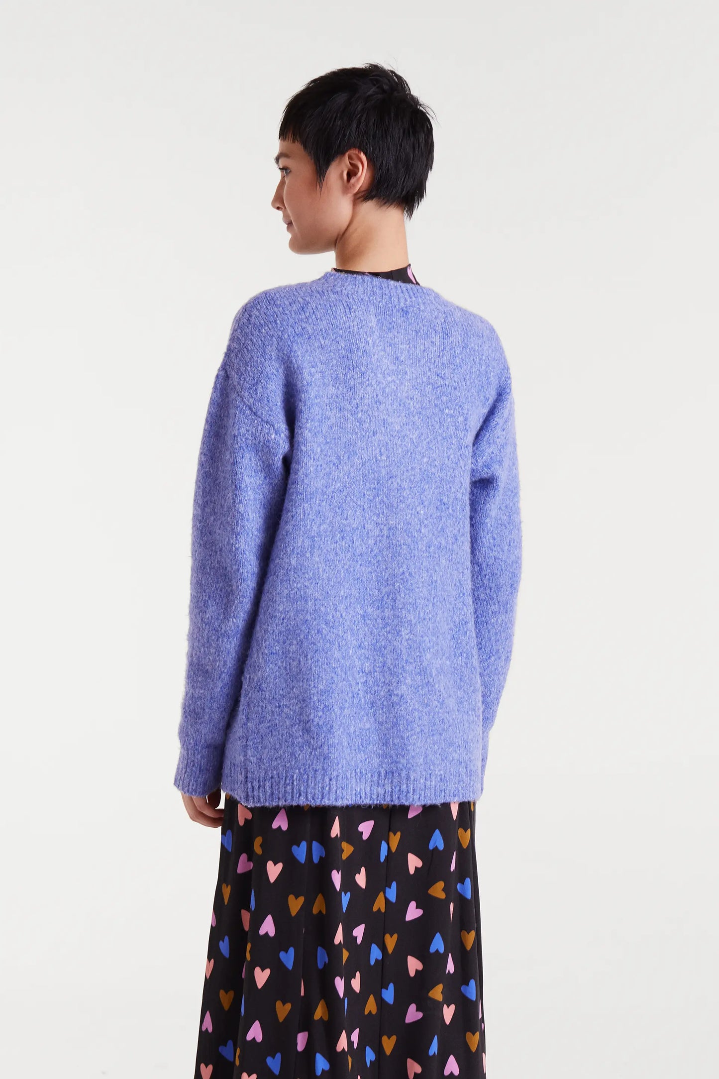 Cardigan in maglia fine viola