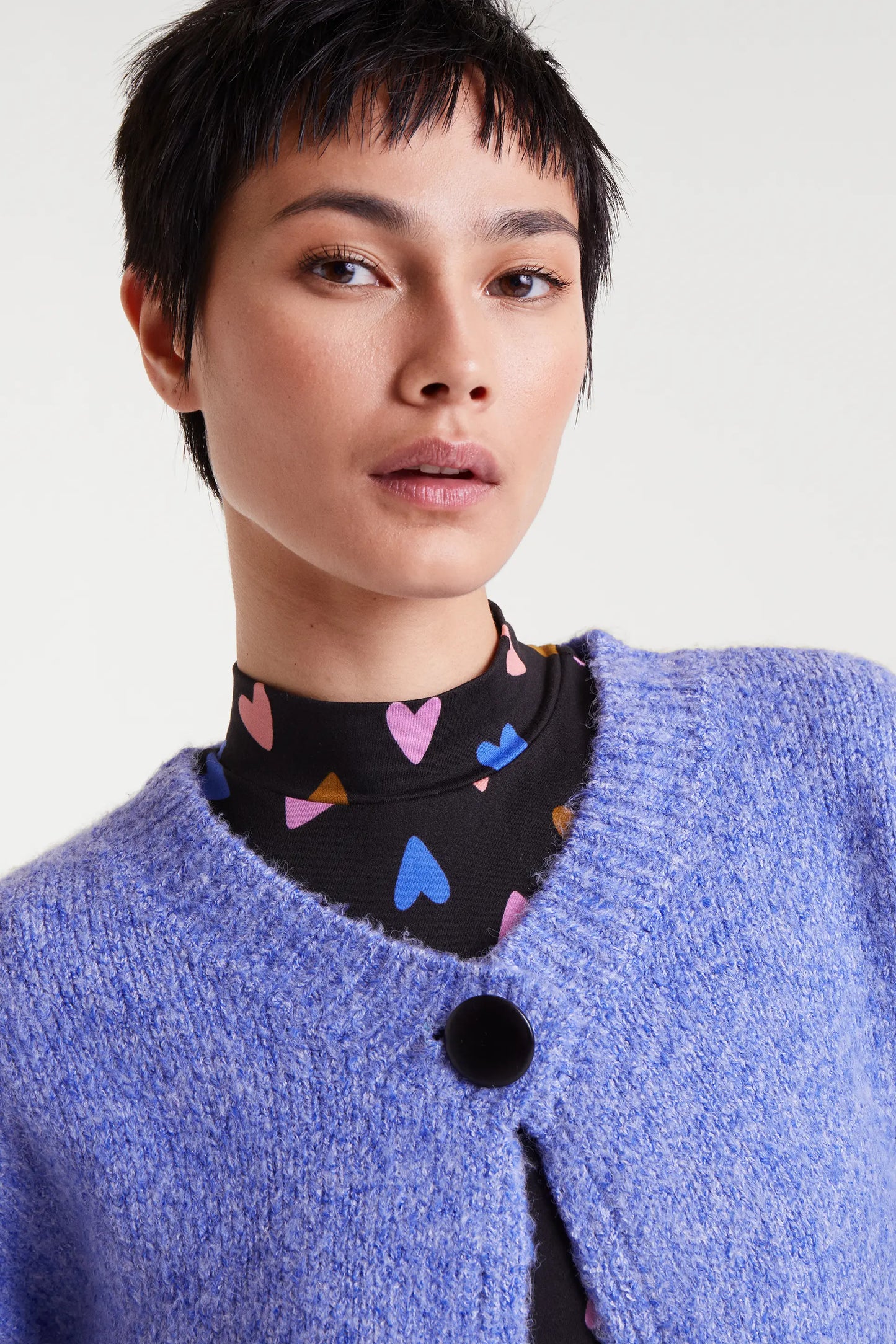 Cardigan in maglia fine viola