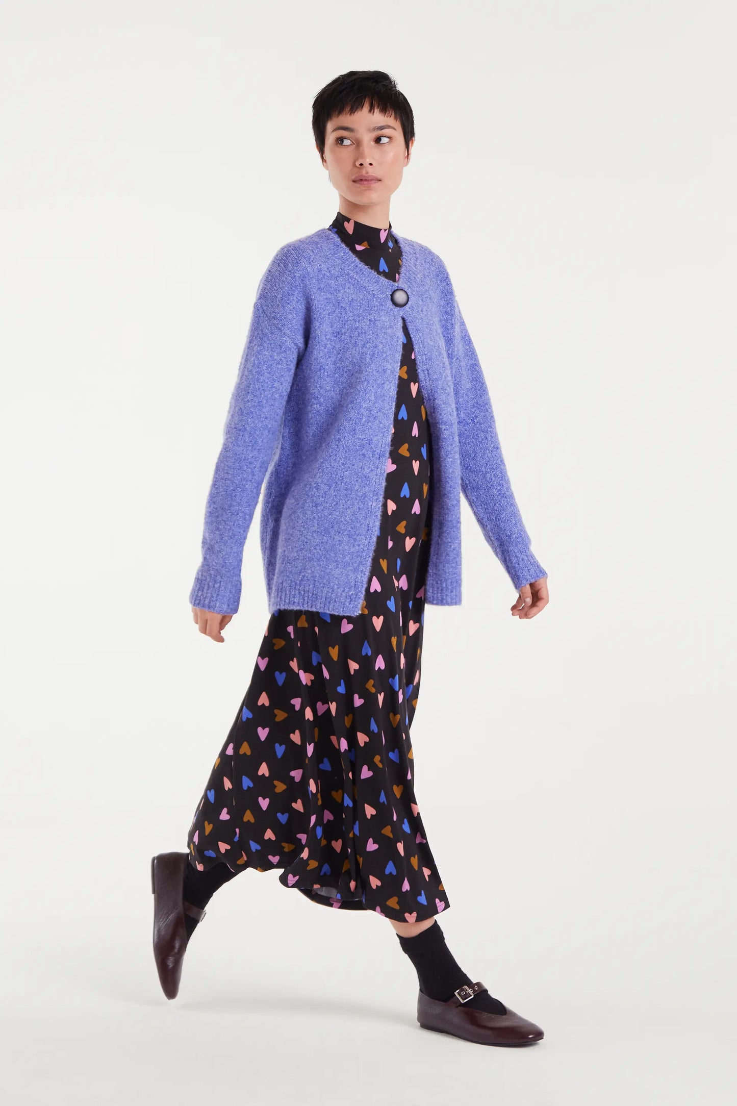 Cardigan in maglia fine viola