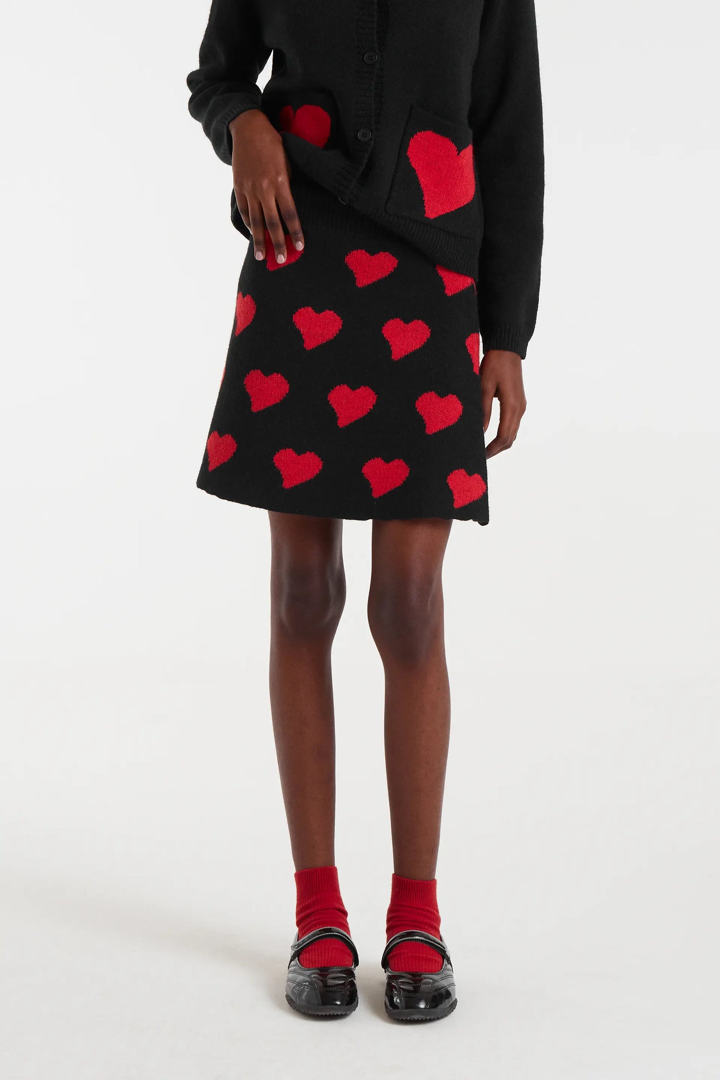Heart Attack Small Print Jacquard Short Skirt