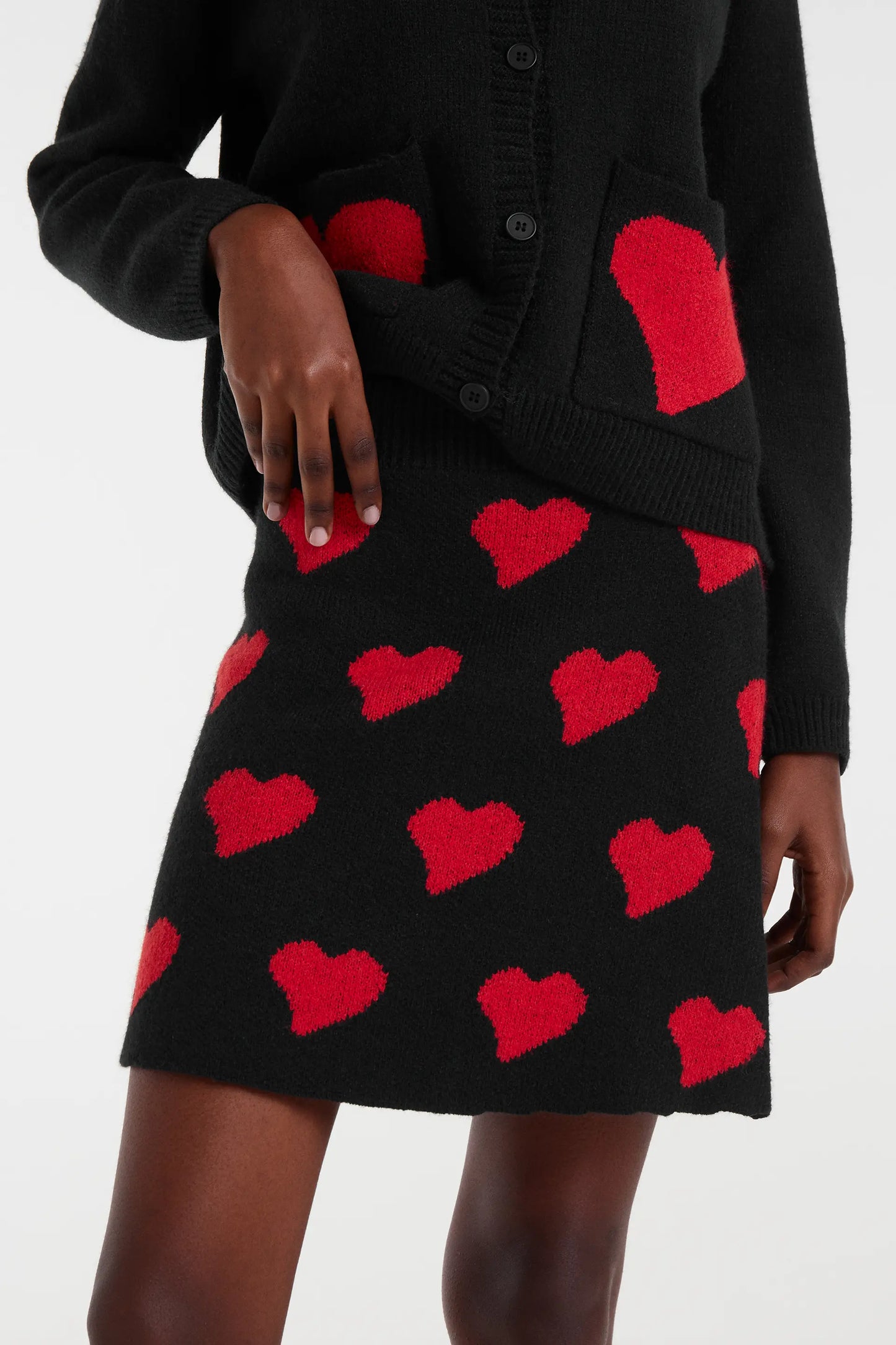Heart Attack Small Print Jacquard Short Skirt