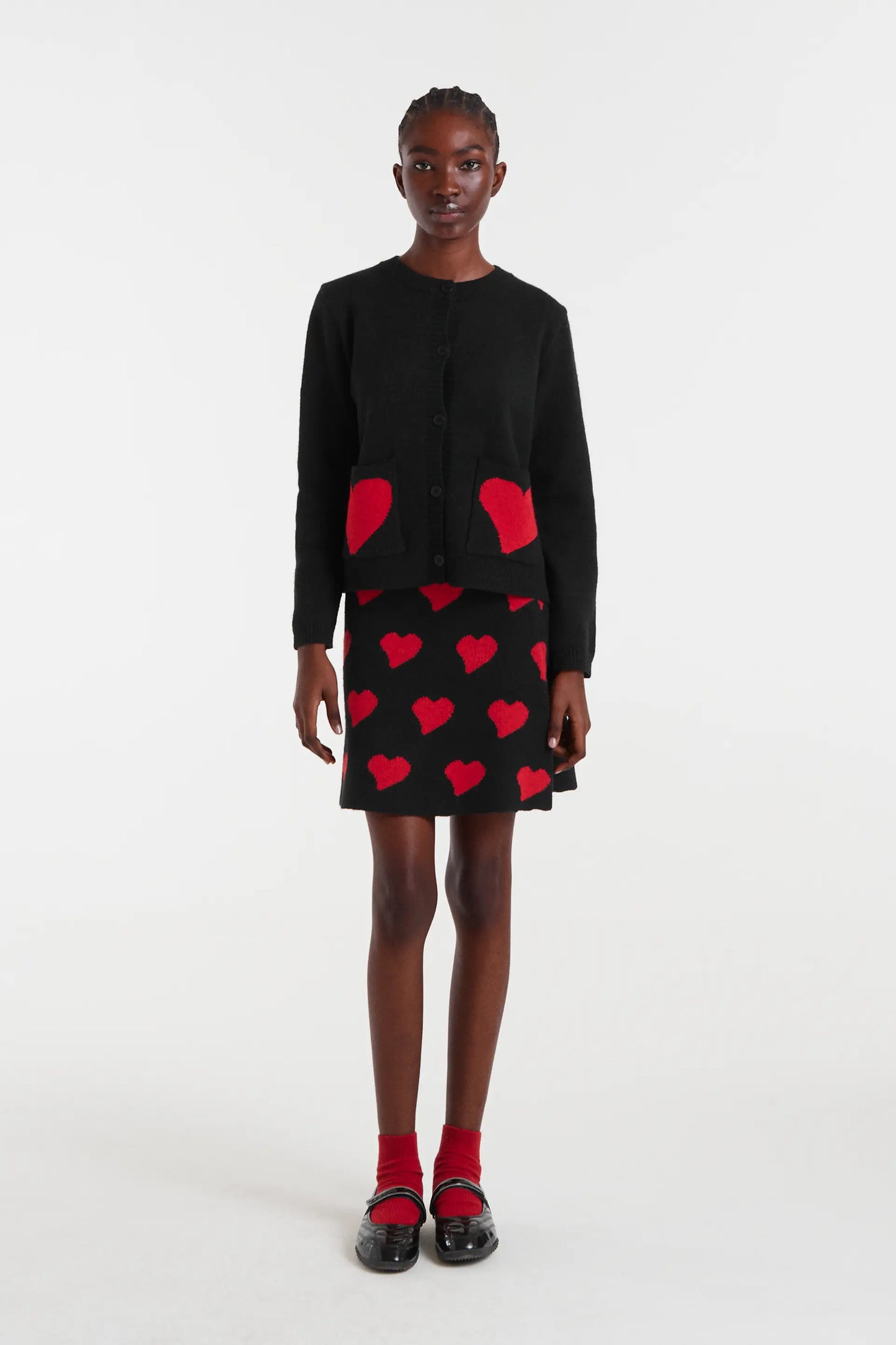 Heart Attack Small Print Jacquard Short Skirt