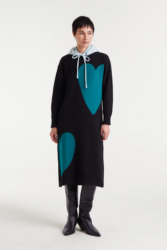 Vestido midi jacquard con estampado Super Green Heart