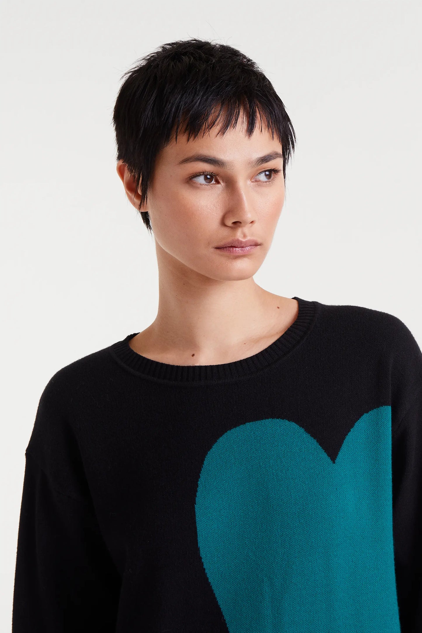 Abito midi in jacquard con stampa Super Green Heart