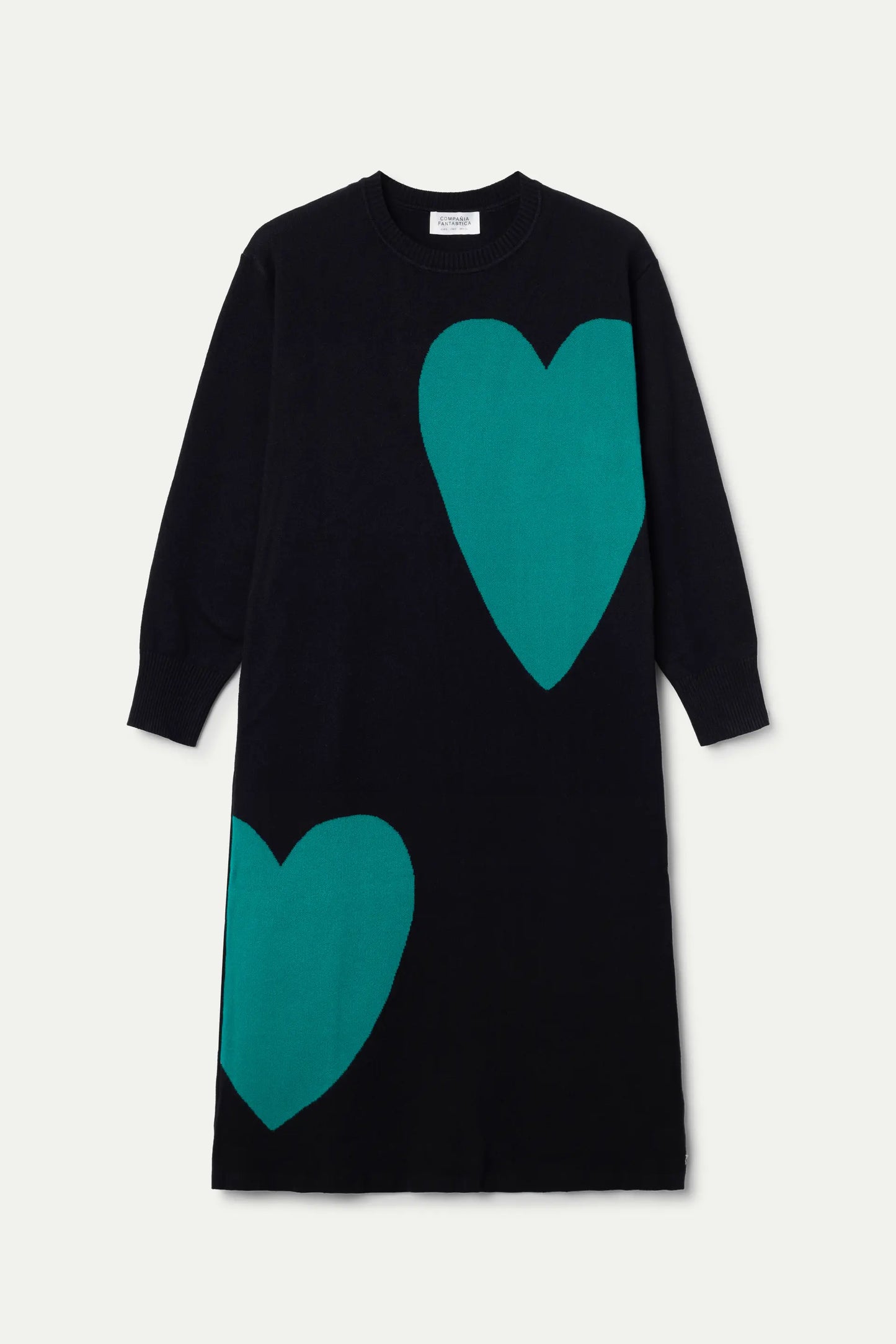 Abito midi in jacquard con stampa Super Green Heart