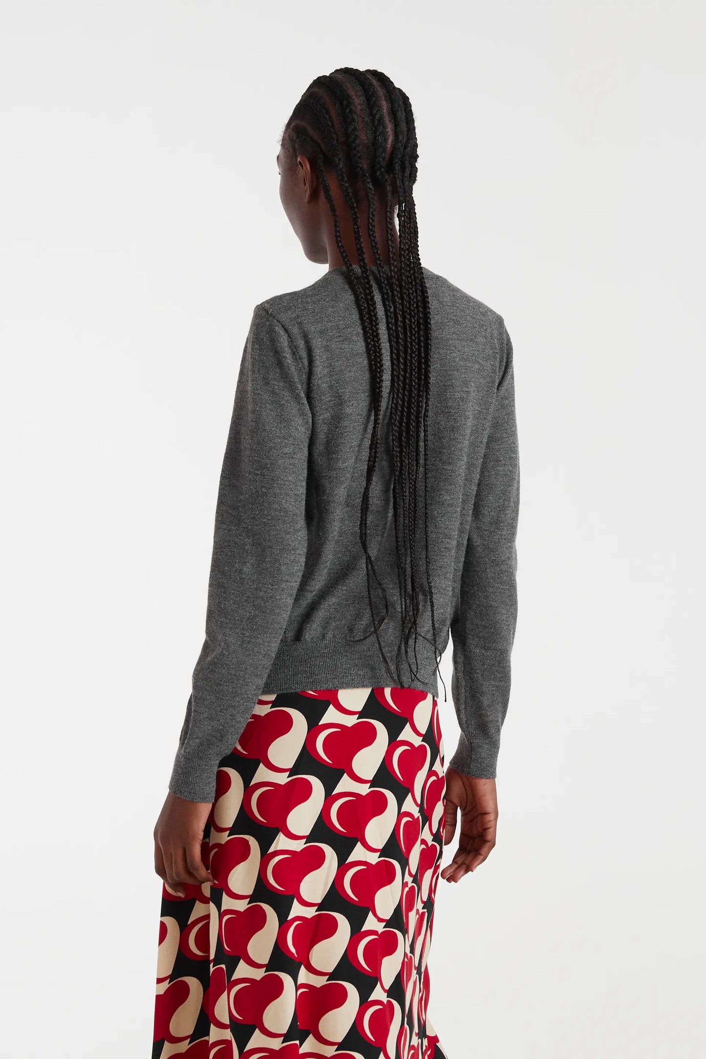 Cardigan in maglia fine con dettaglio floreale grigio