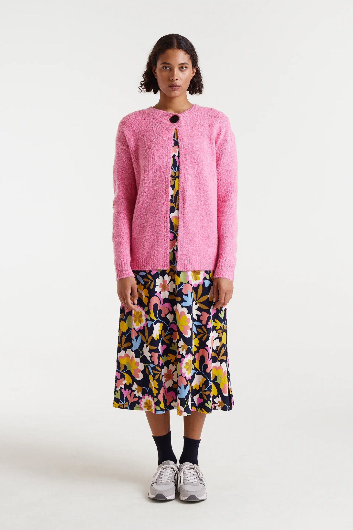 Cardigan in maglia fine rosa