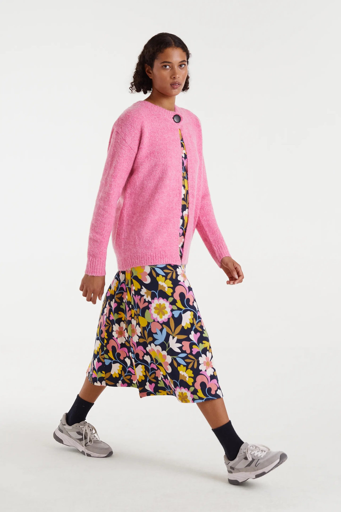 Cardigan in maglia fine rosa