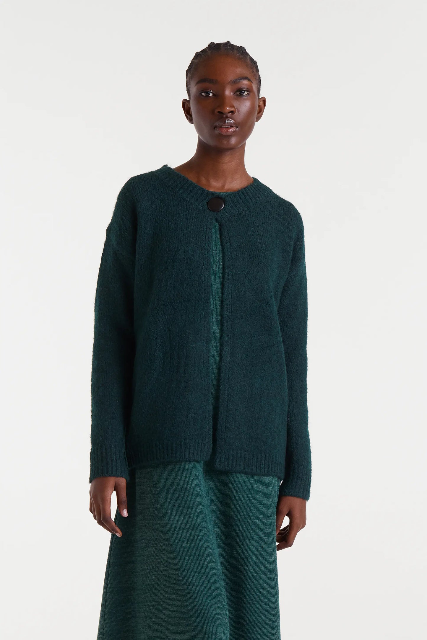 Cárdigan de punto fino verde