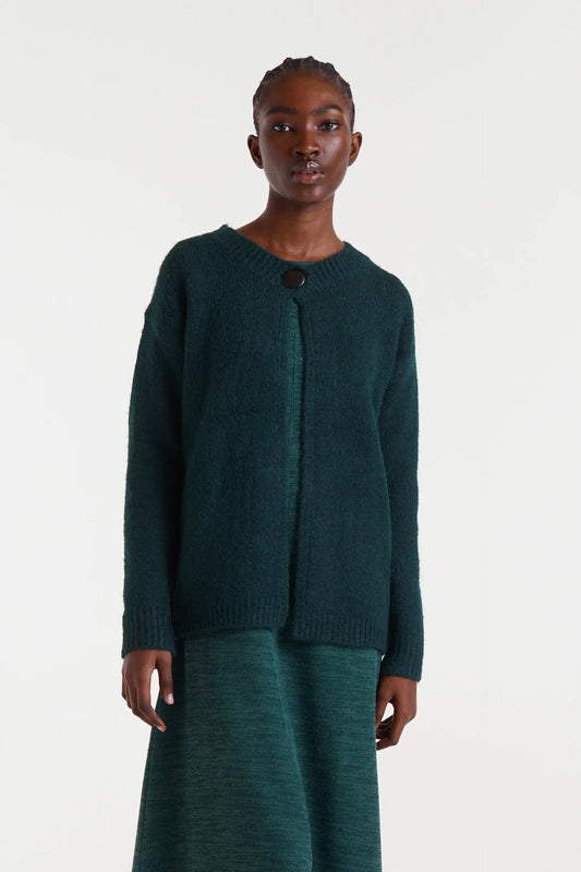 Cárdigan de punto fino verde