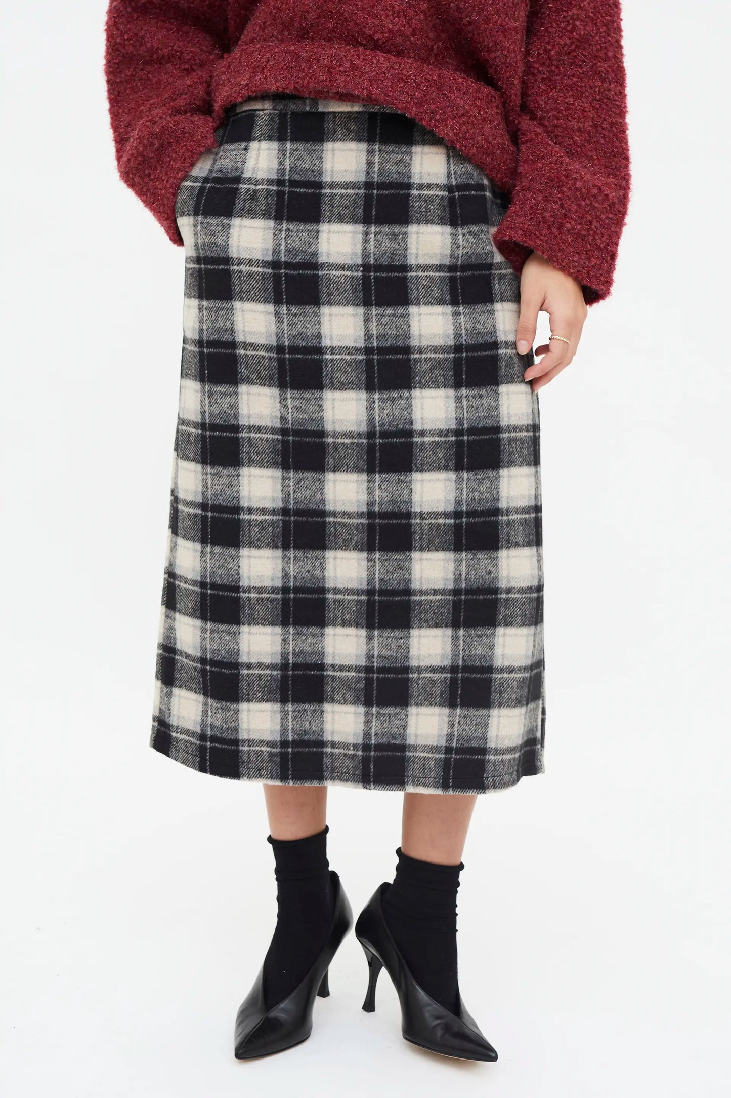 Maglione lavorato a maglia testurizzato bordeaux