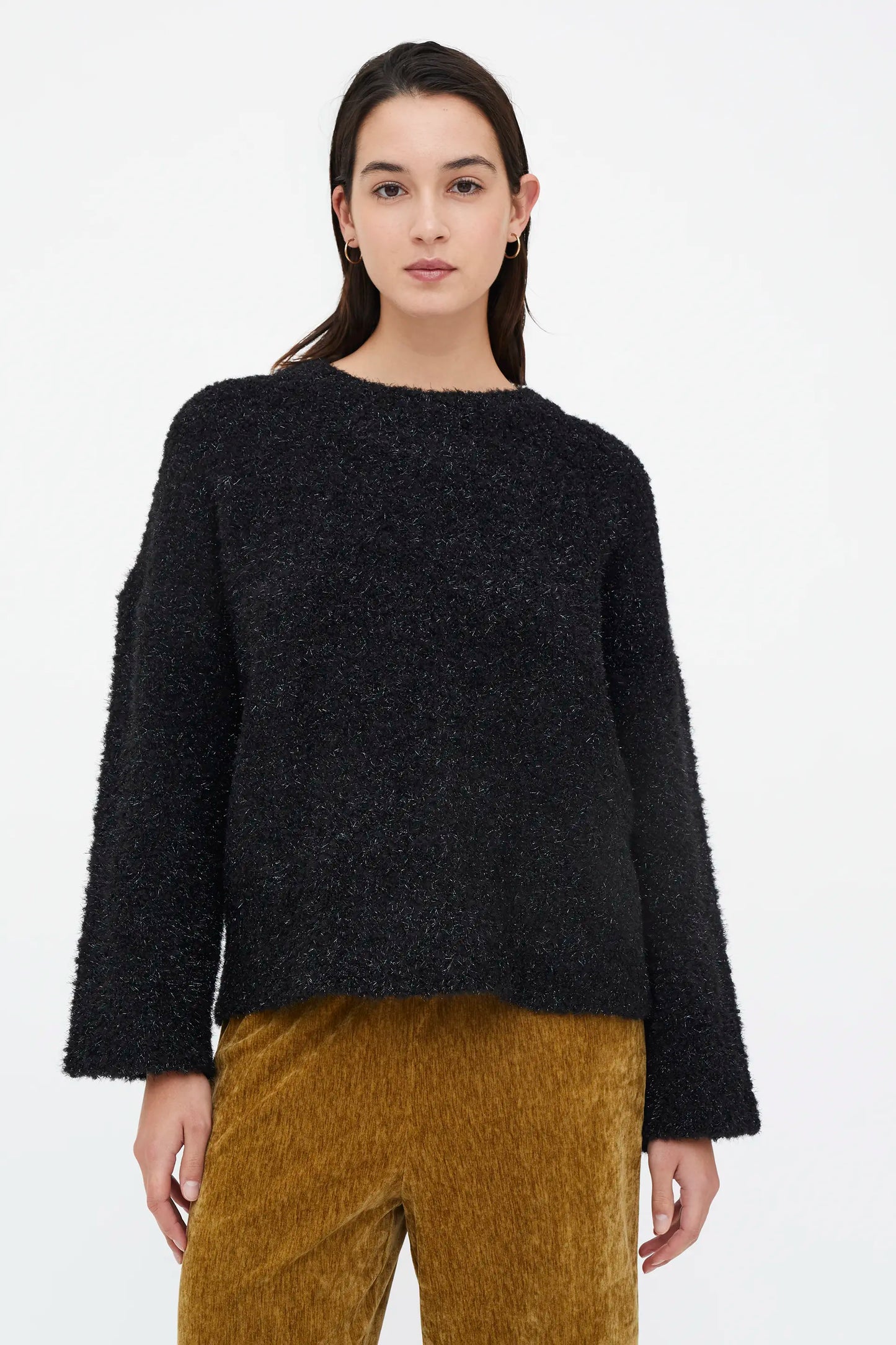 Maglione lavorato a maglia nero testurizzato