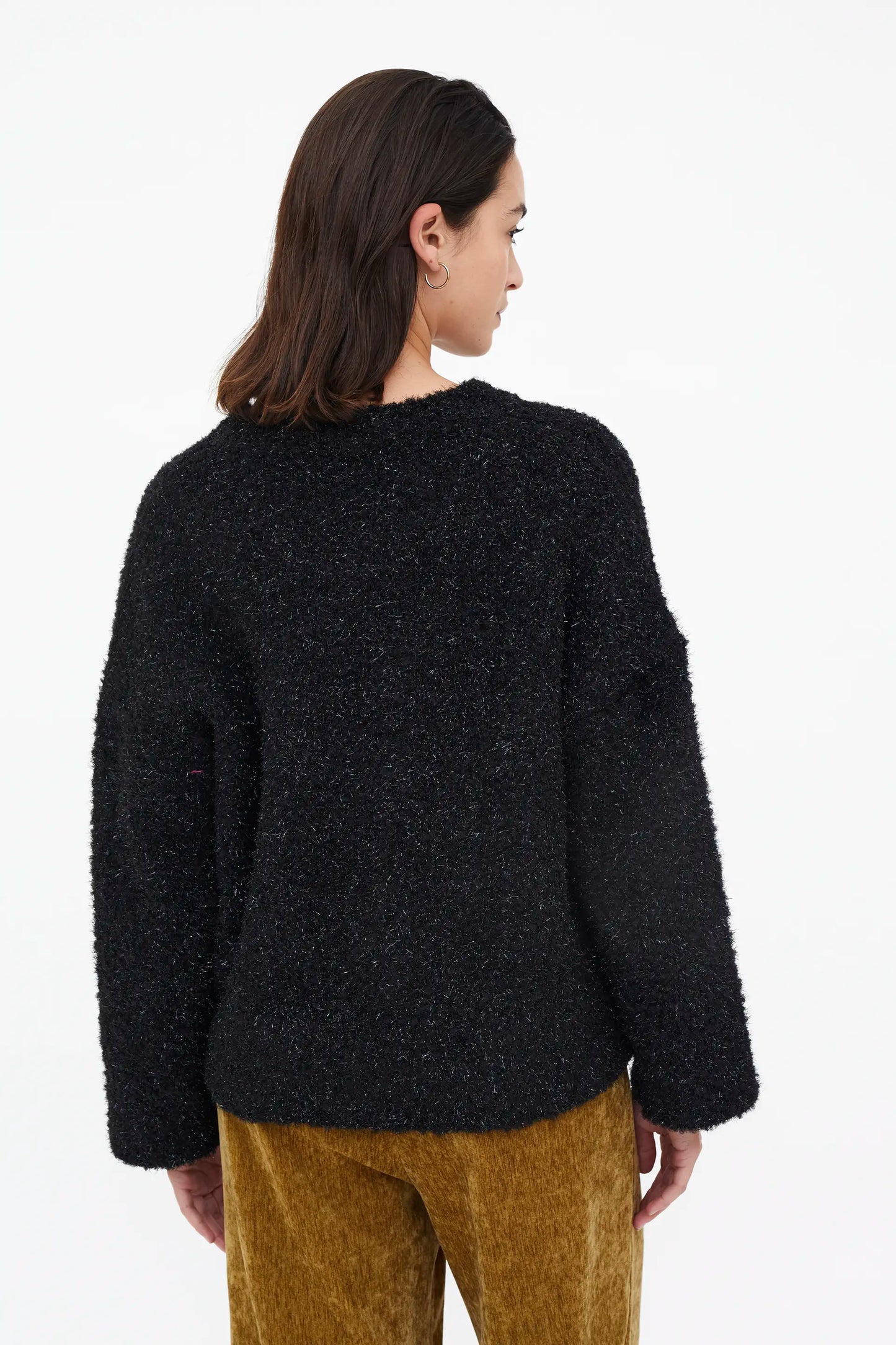 Maglione lavorato a maglia nero testurizzato