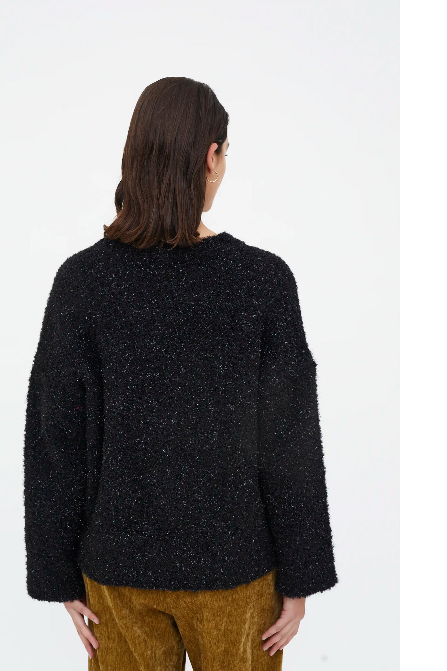 Maglione lavorato a maglia nero testurizzato