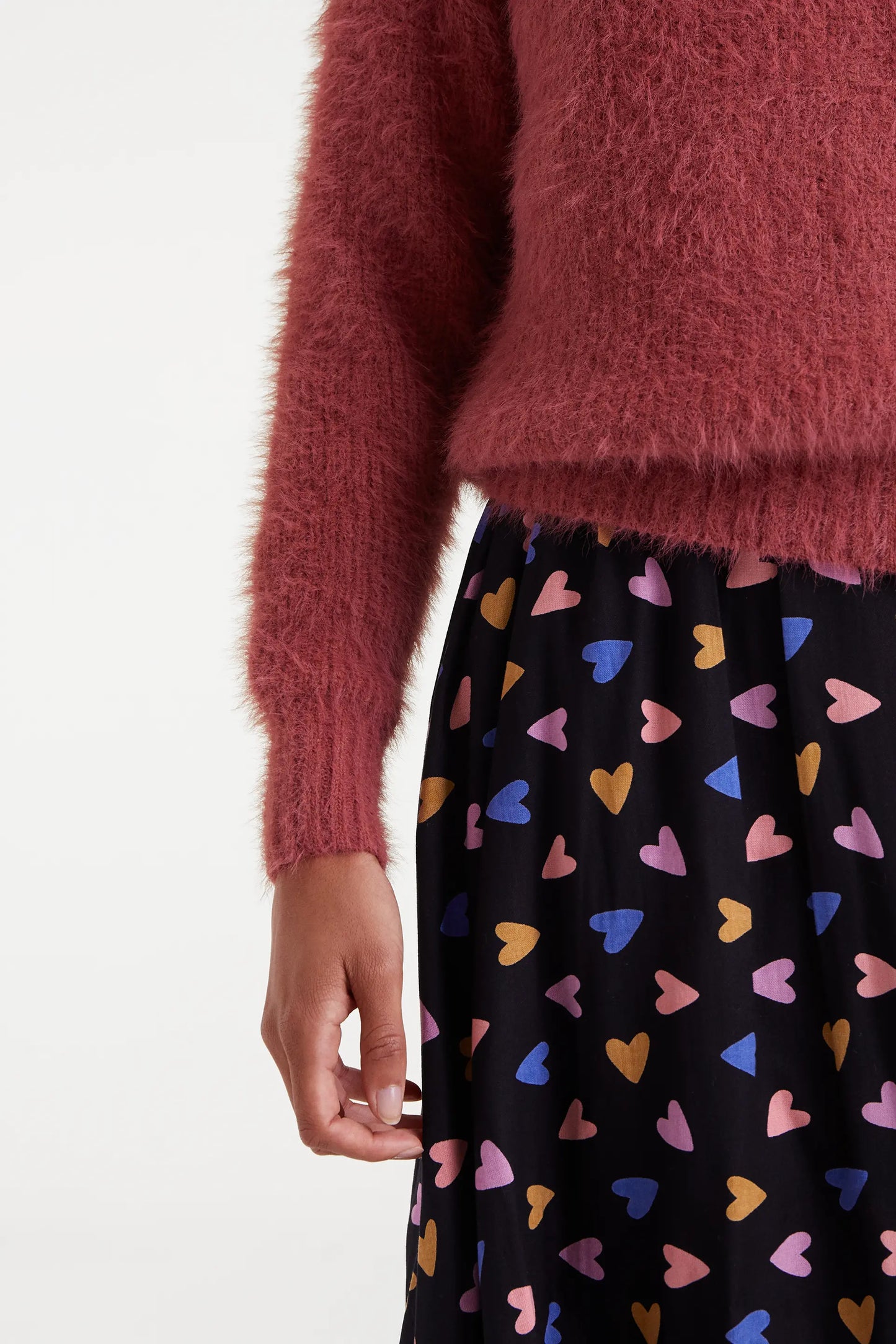 Maglione lavorato a maglia rosa testurizzato