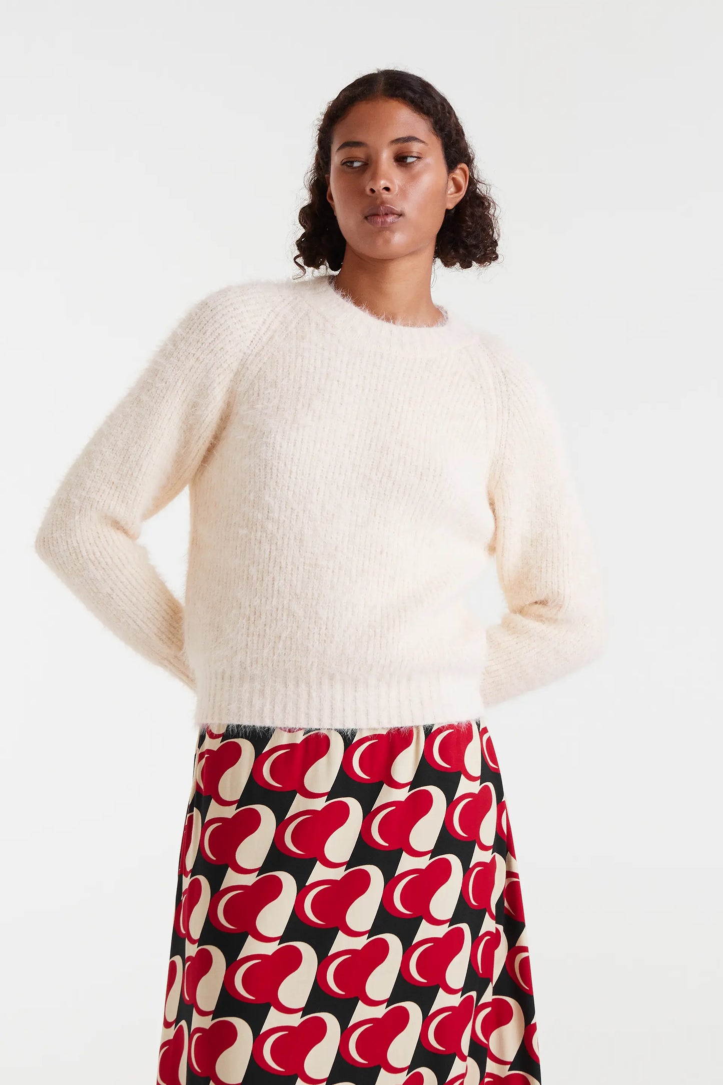 Maglione lavorato a maglia bianco testurizzato