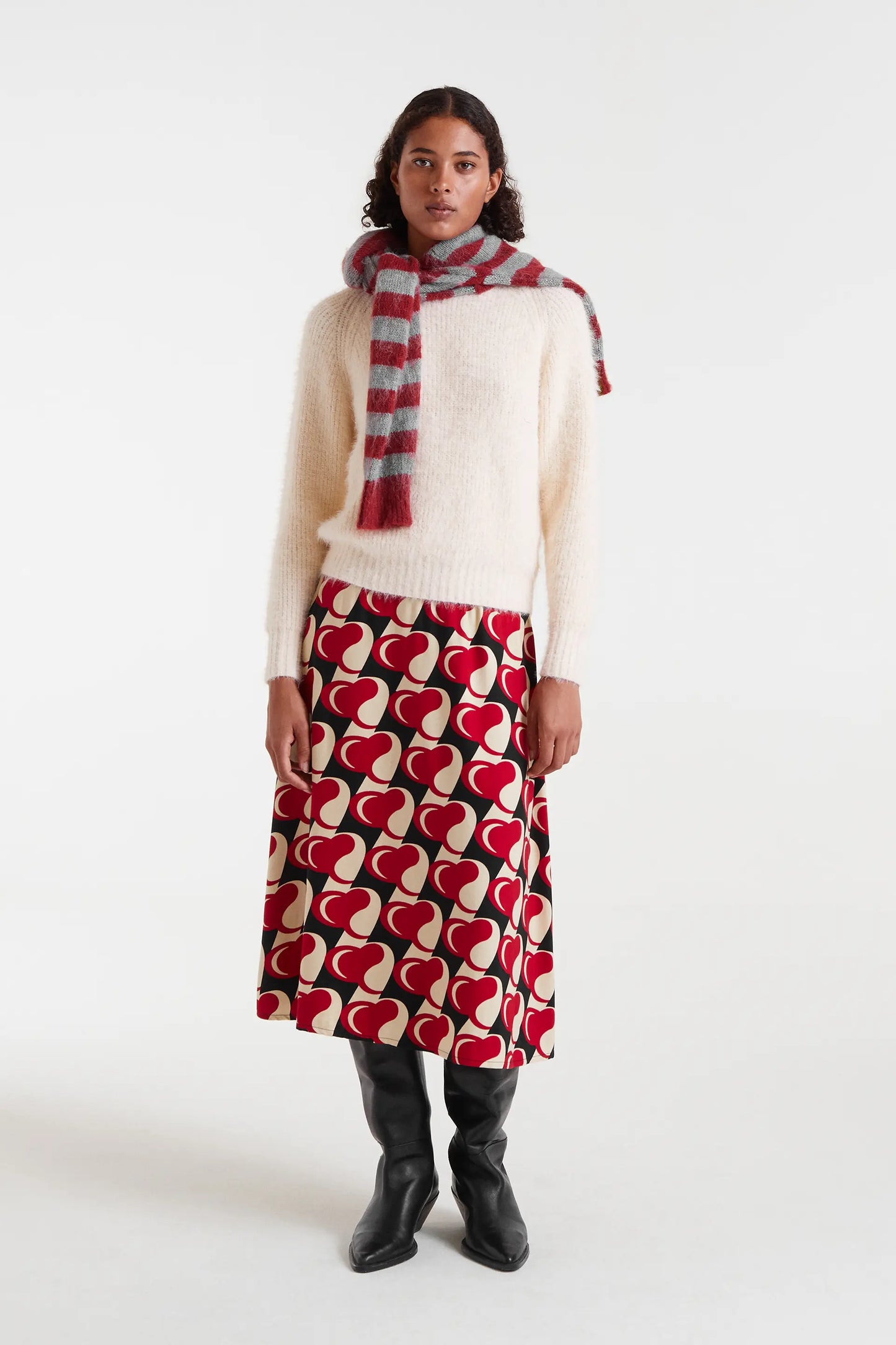 Maglione lavorato a maglia bianco testurizzato