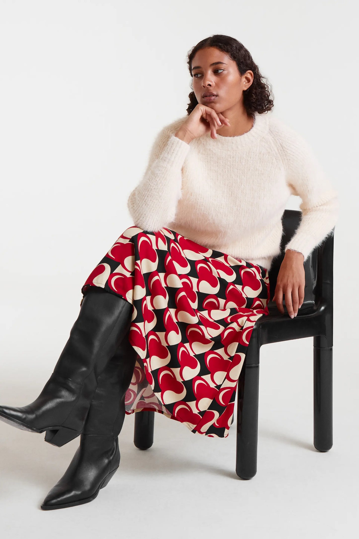 Maglione lavorato a maglia bianco testurizzato