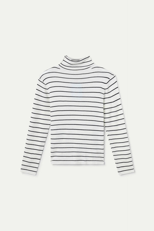 Top de punto con estampado de rayas blanco y negro