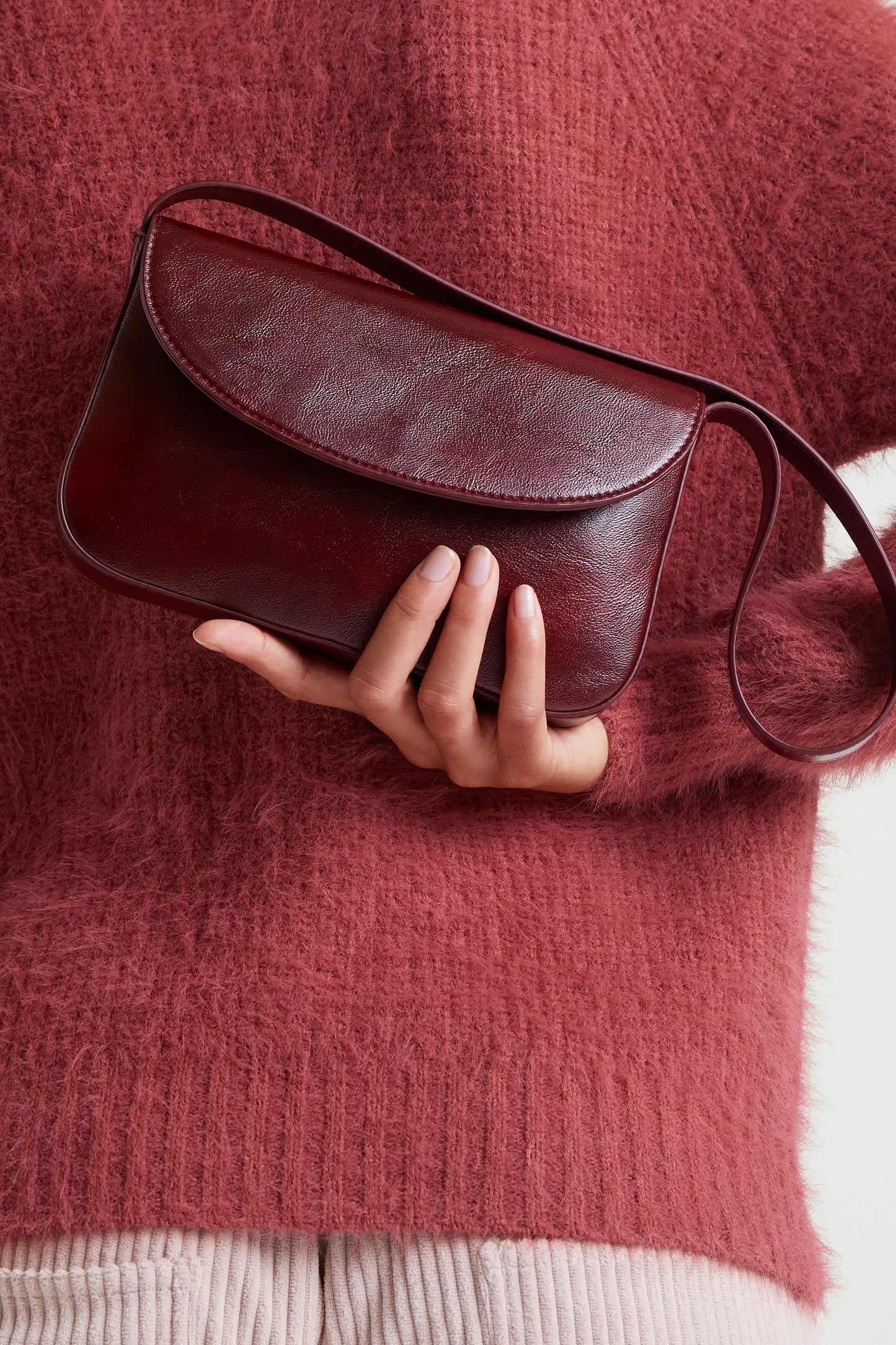 Bolso de hombro cuero sintético Burgundy