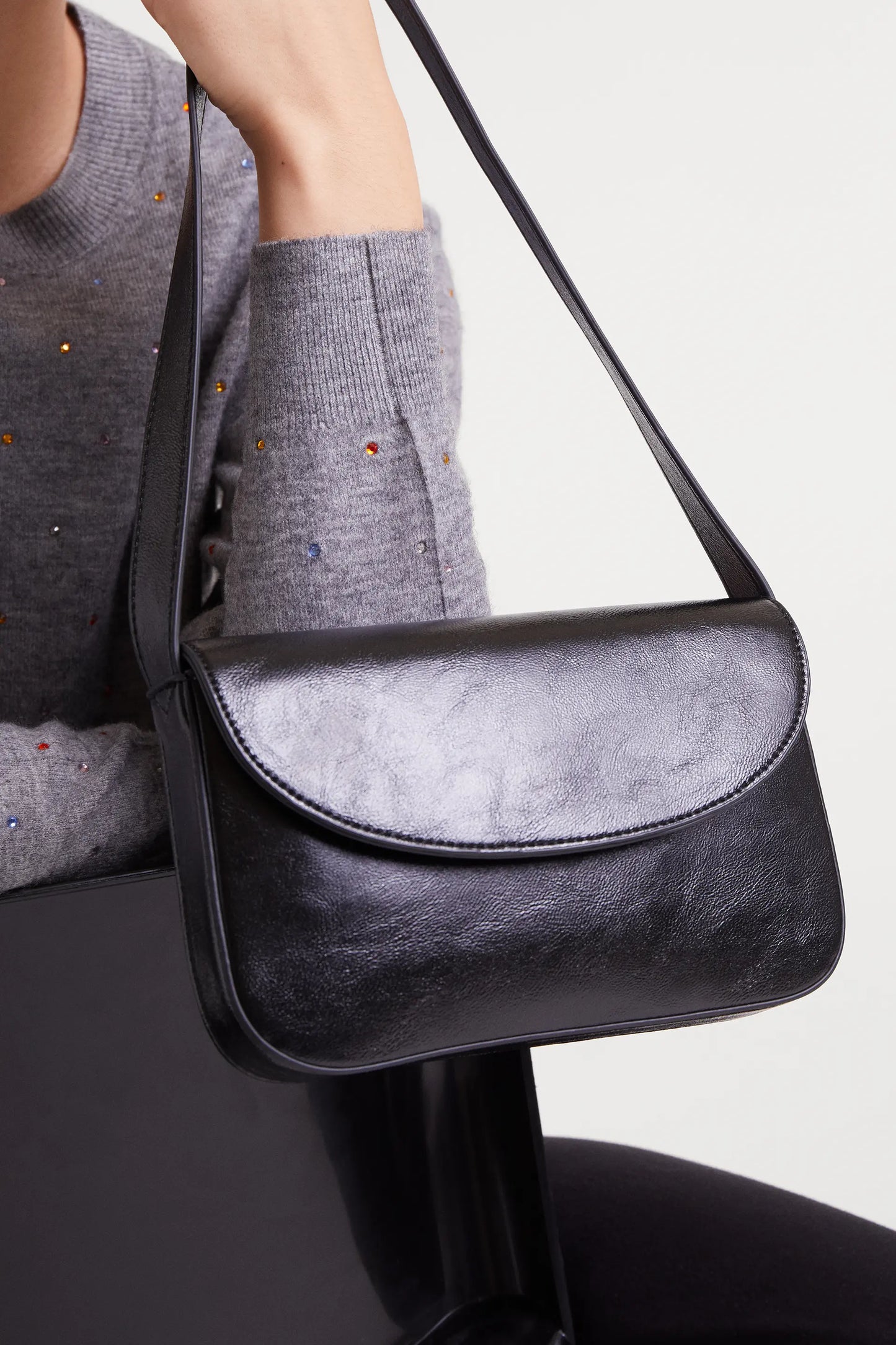 Bolso de hombro cuero sintético negro