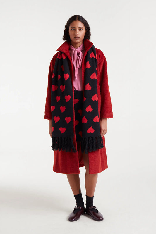 Heart Attack Small Printed Jacquard Knit Scarf