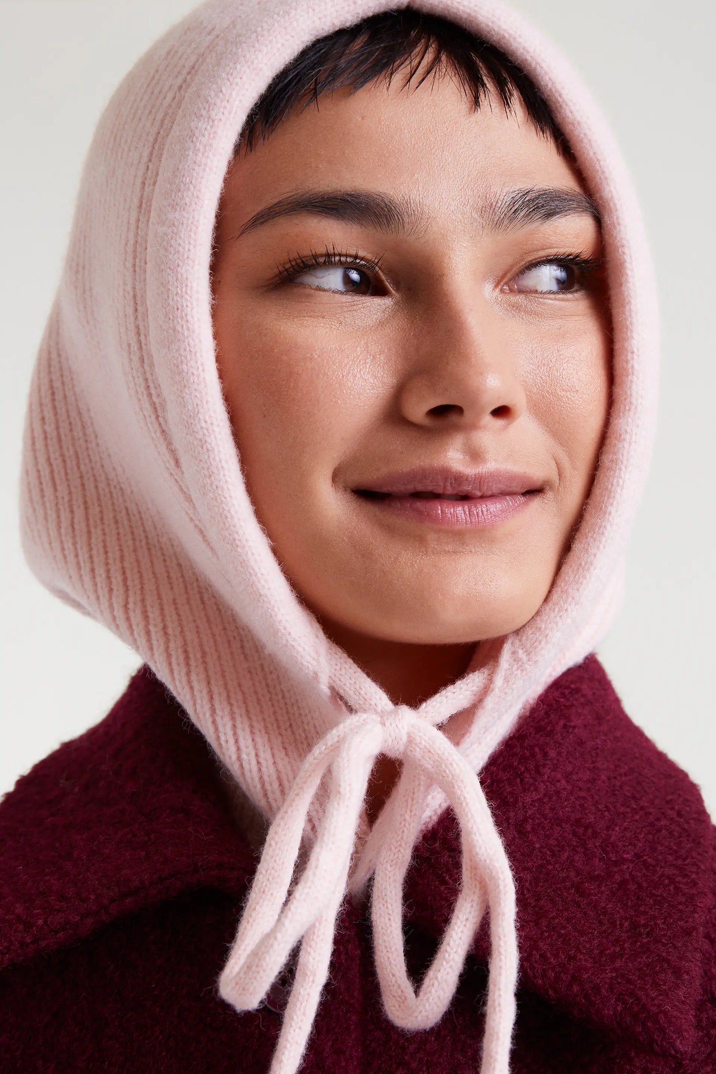 Pink knit balaclava