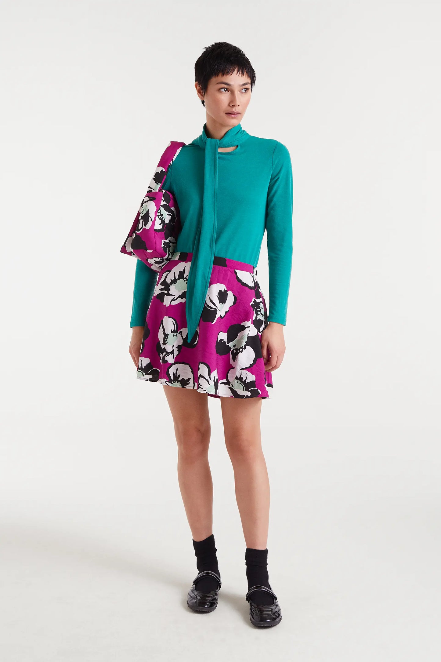 Gonna corta con stampa Vivid Viola