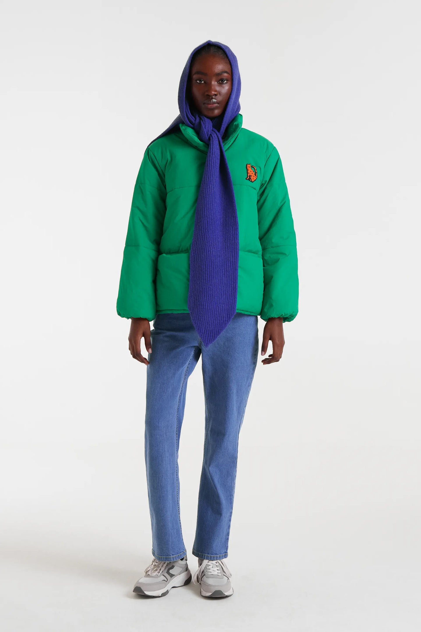 Cappotto trapuntato verde con dettaglio Jaguar