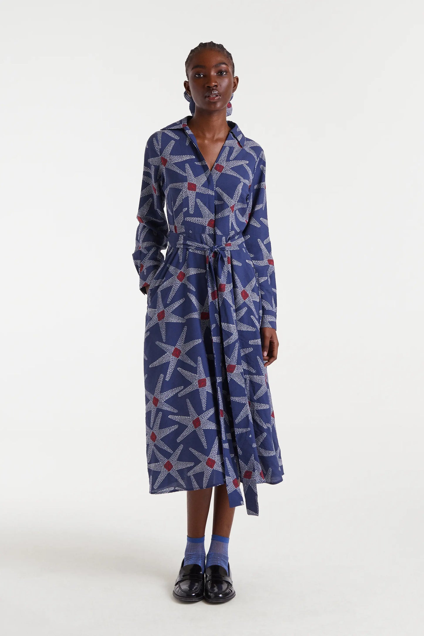 Abito midi con stampa di astronave