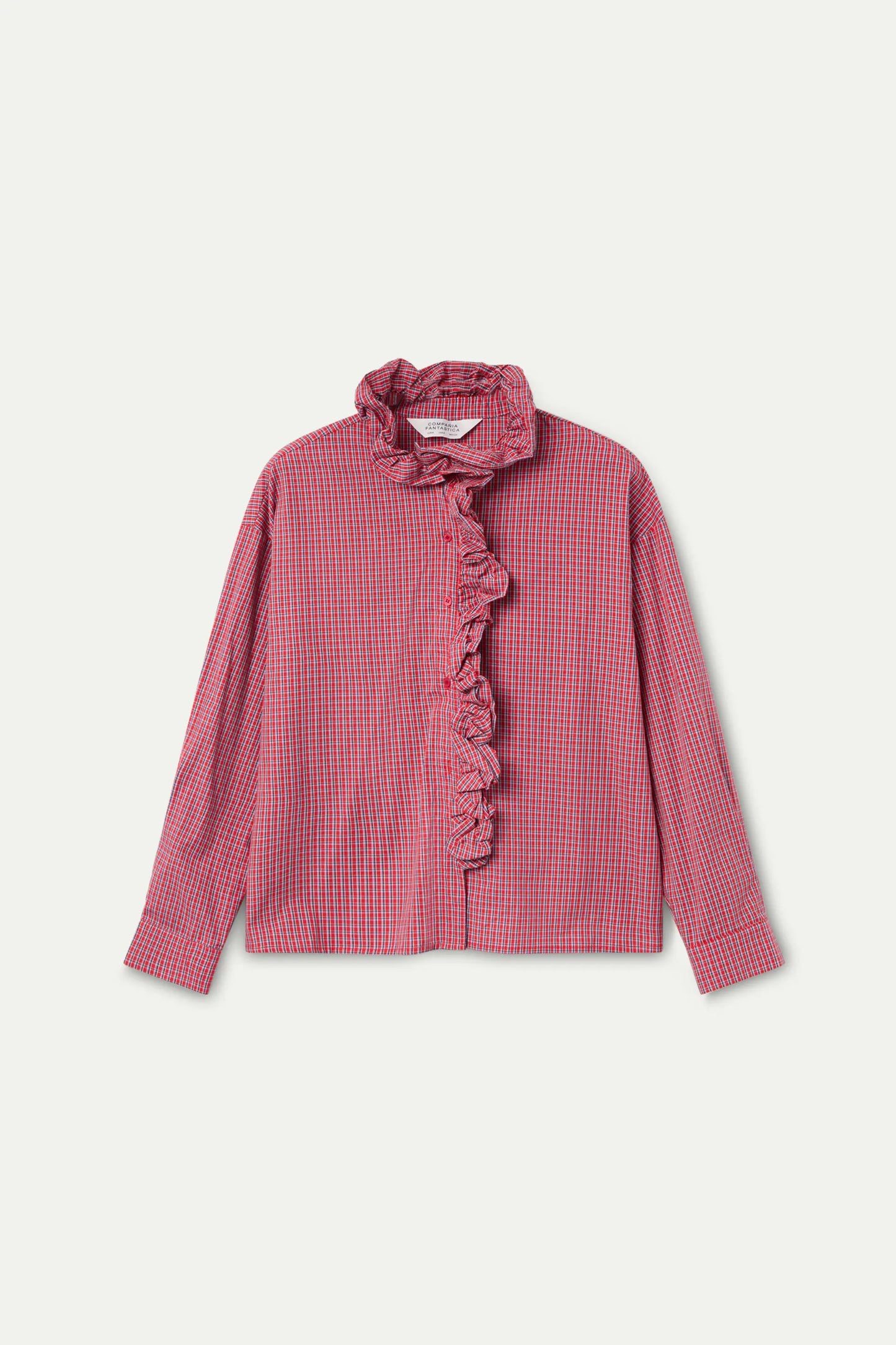 100% cotton shirt with red gingham print
