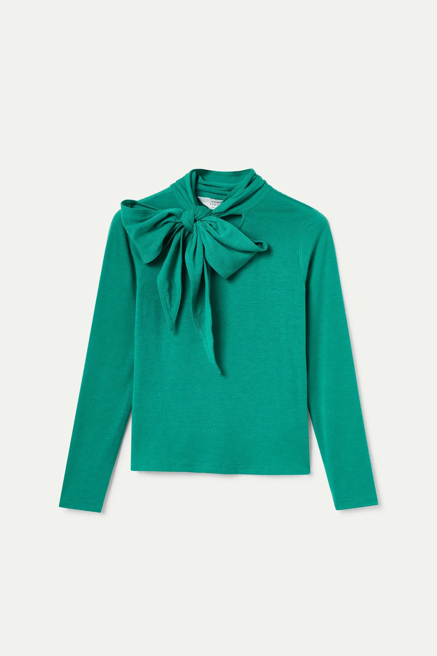 Green long-sleeved lace-up shirt