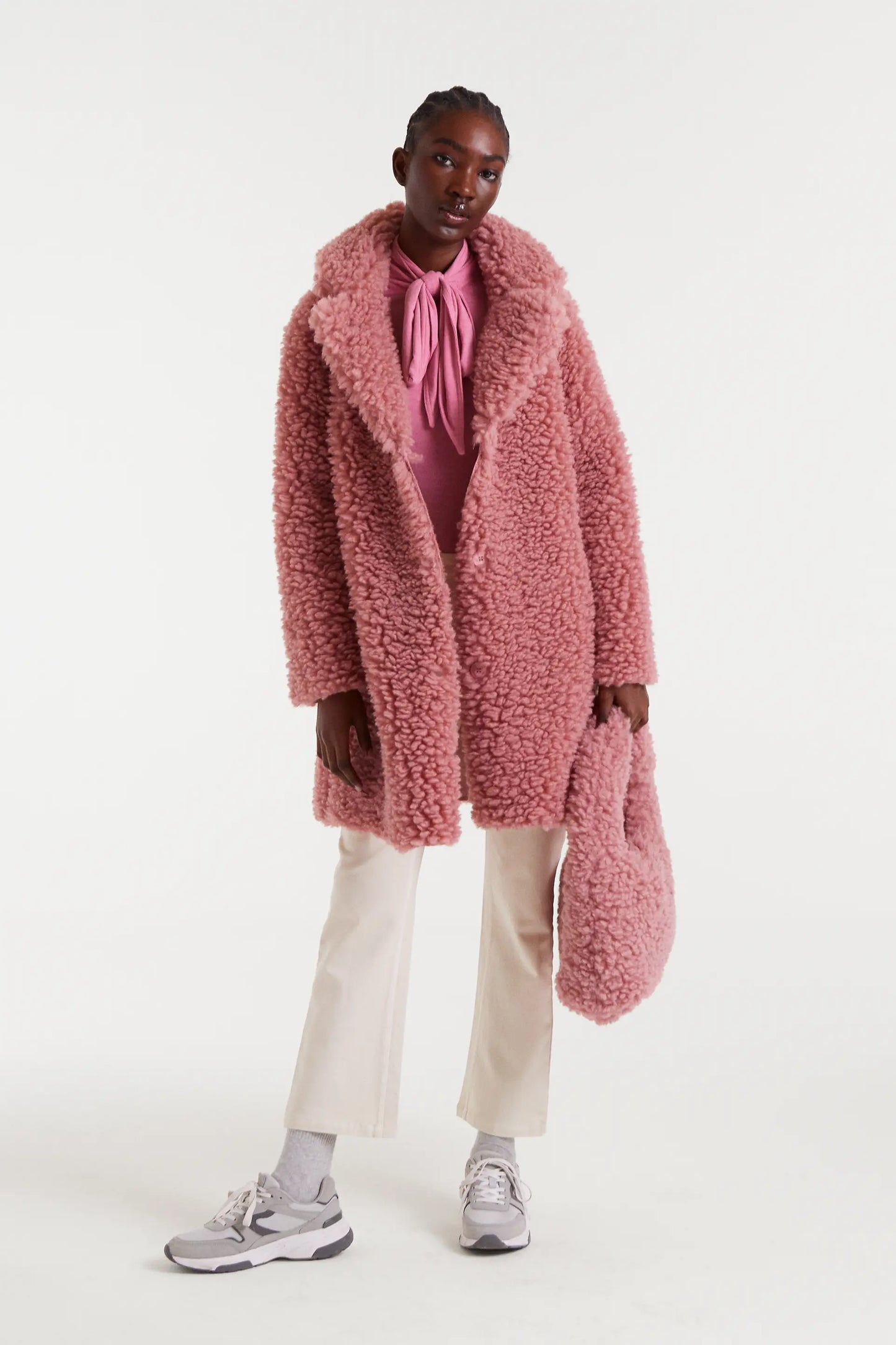 Cappotto di pelle di pecora rosa