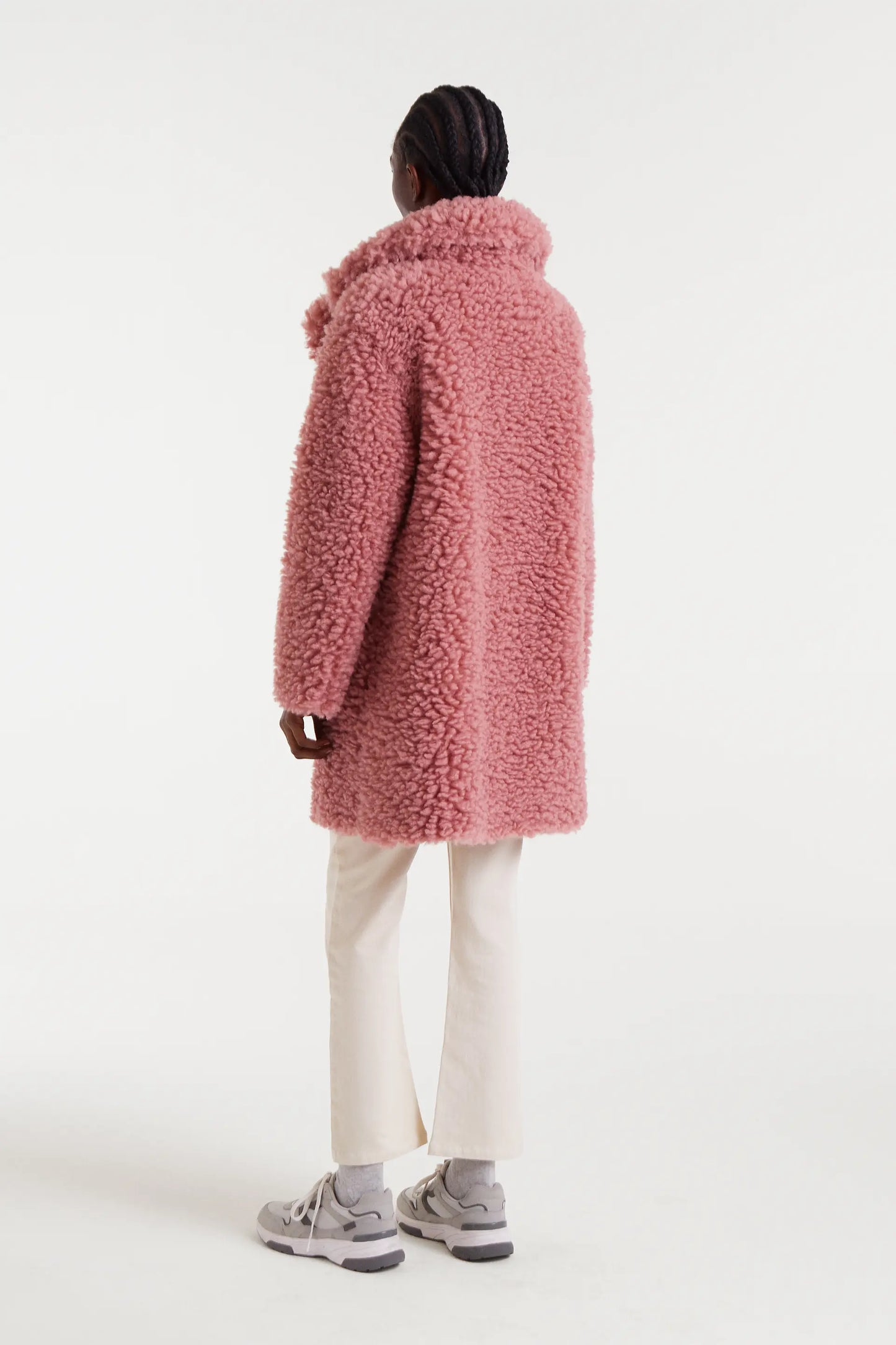 Cappotto di pelle di pecora rosa