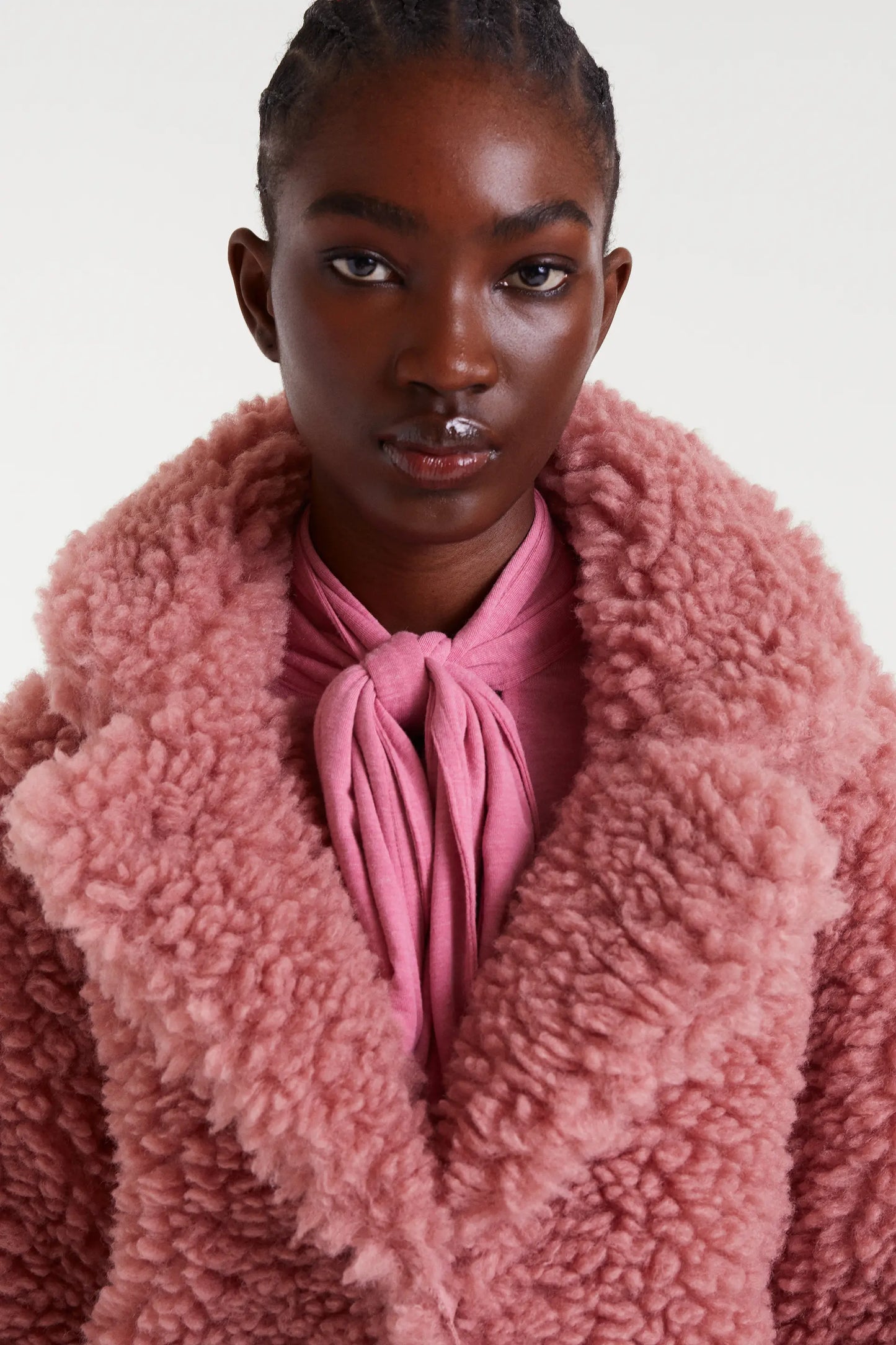 Cappotto di pelle di pecora rosa