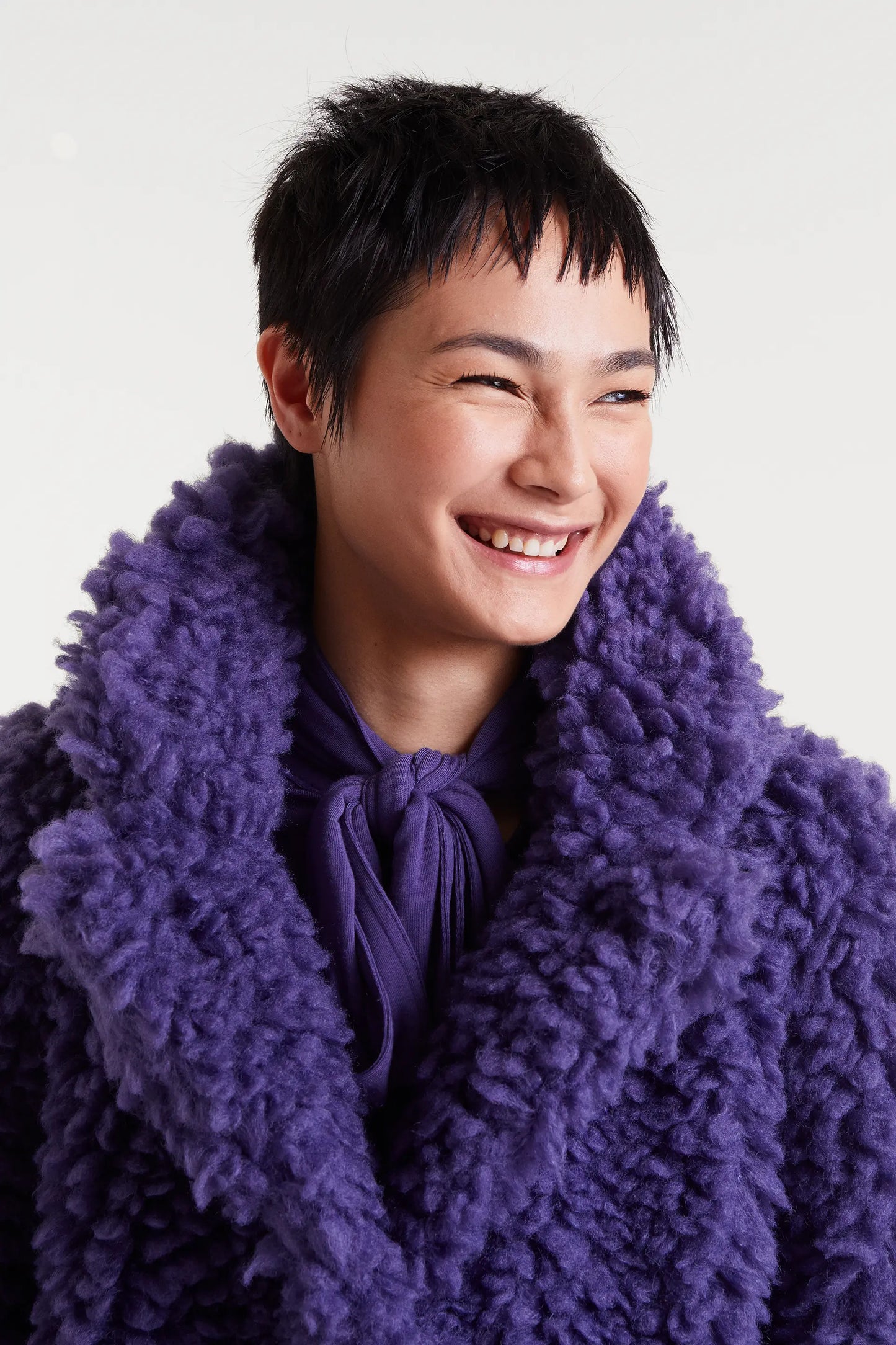 Purple sheepskin coat