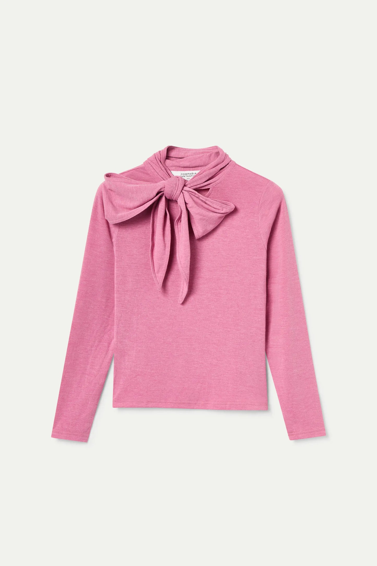 Pink long-sleeved lace-up shirt