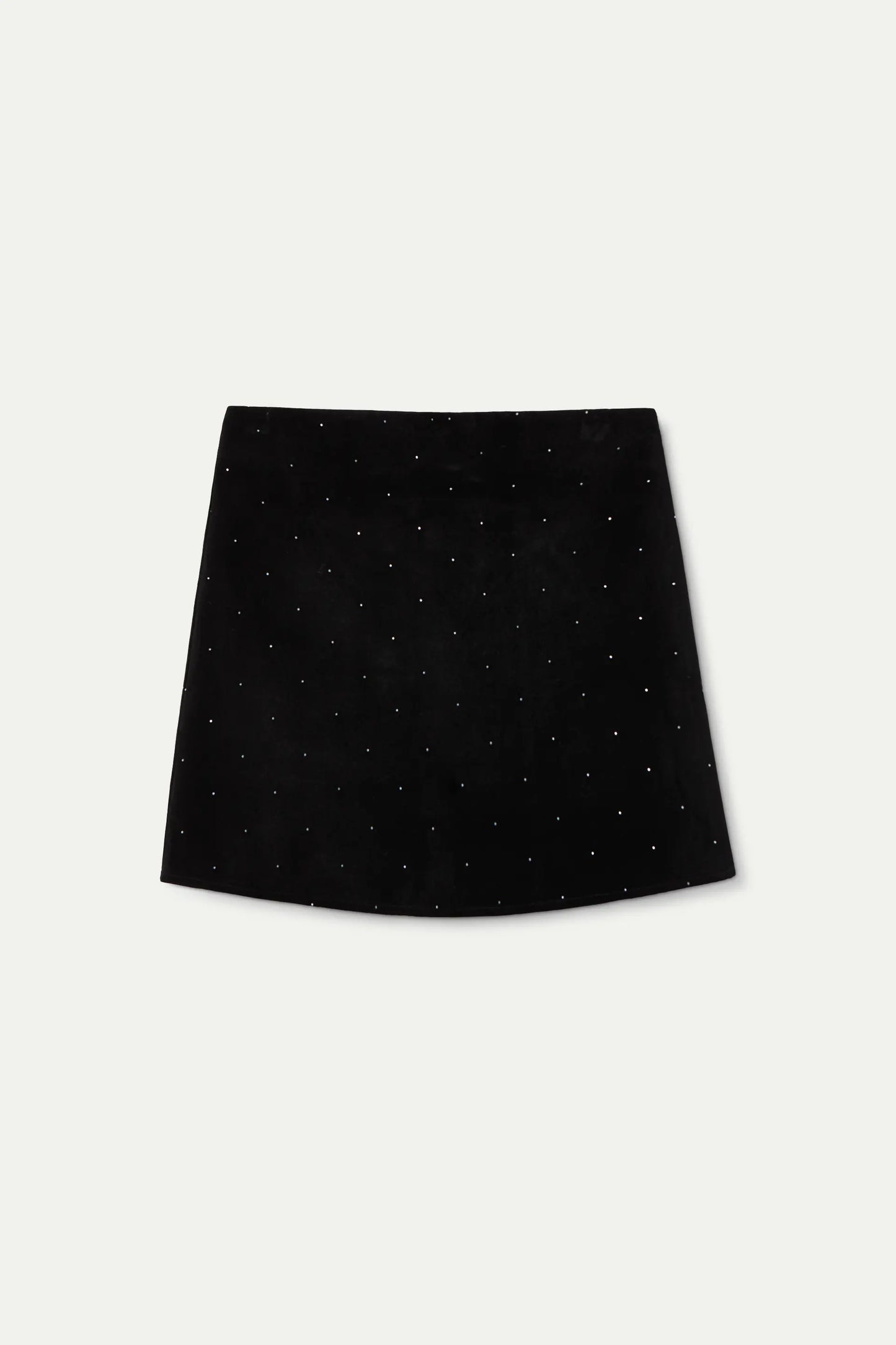Short black velvet skirt