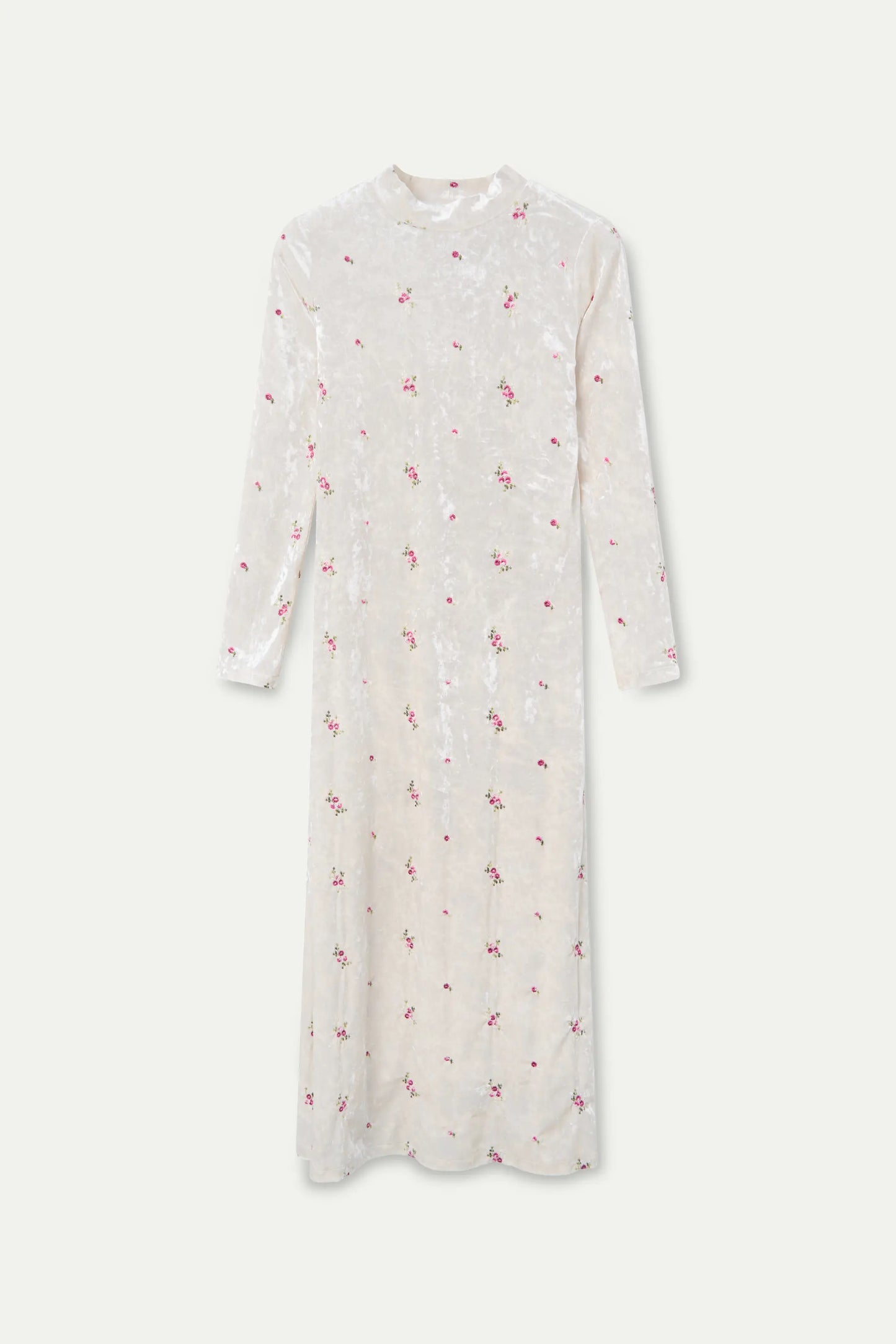 Vestido largo terciopelo con bordado floral
