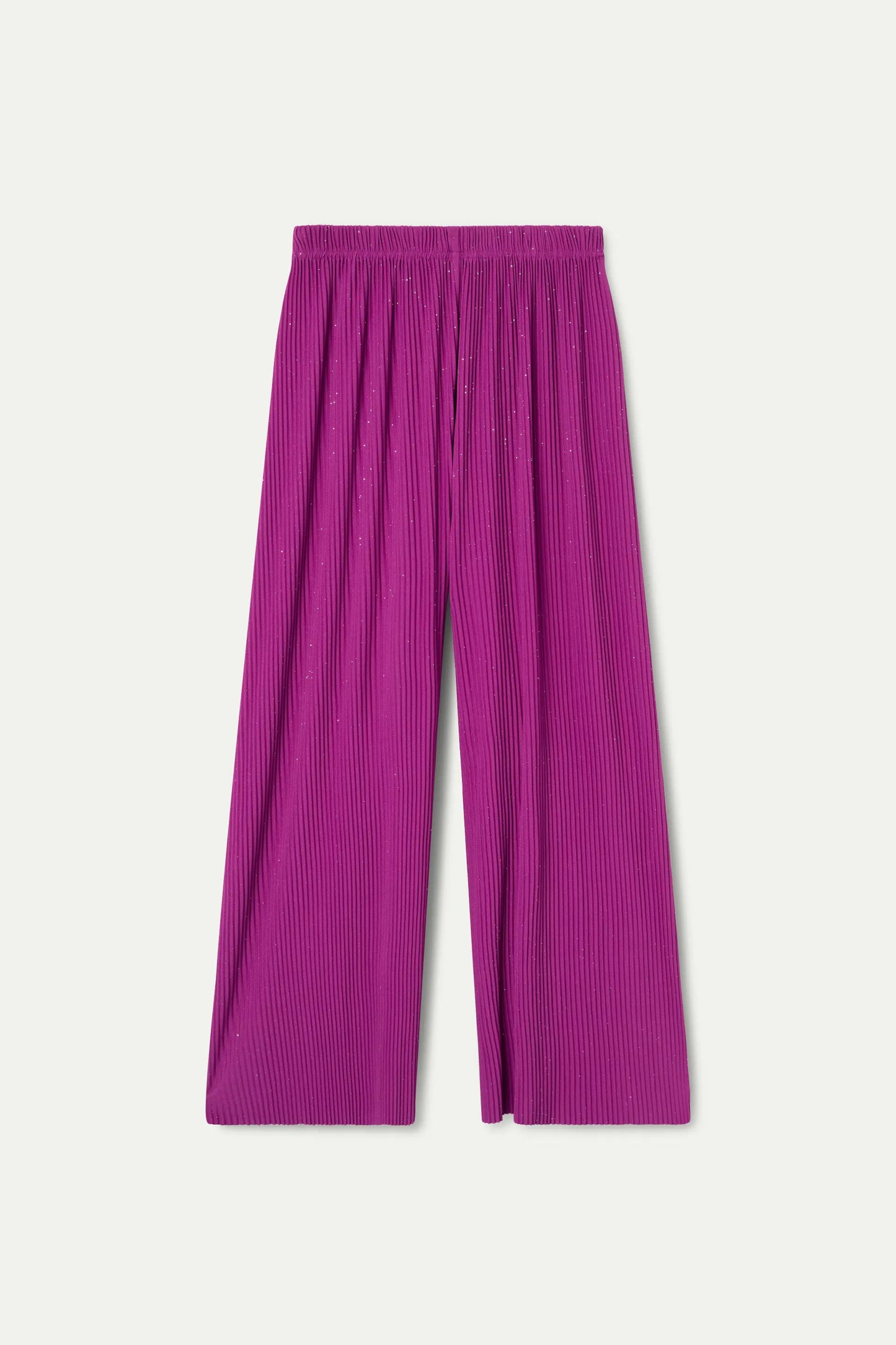 Pleated crepe trousers with magenta lurex
