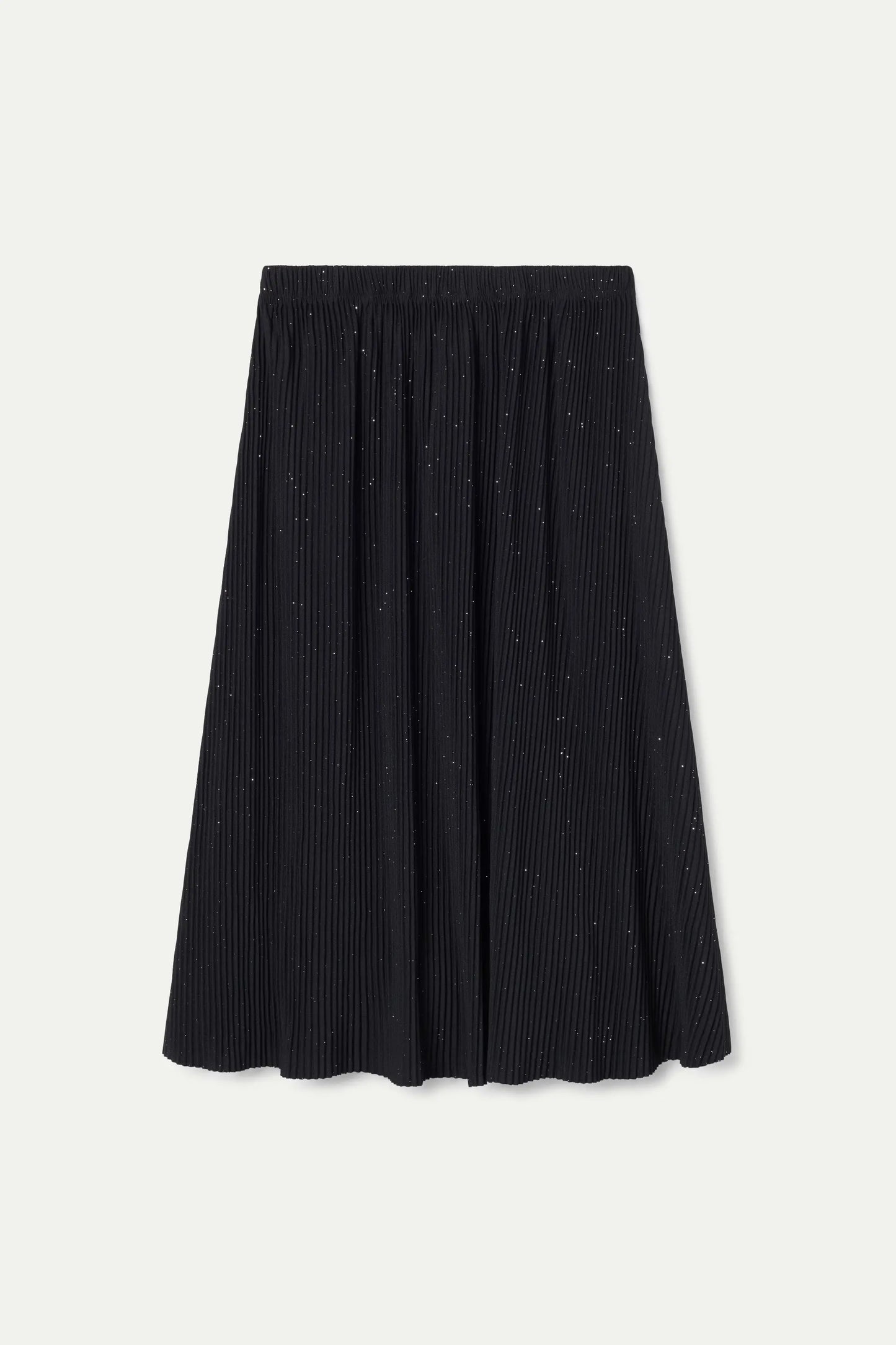 Falda midi negra plisada con lurex